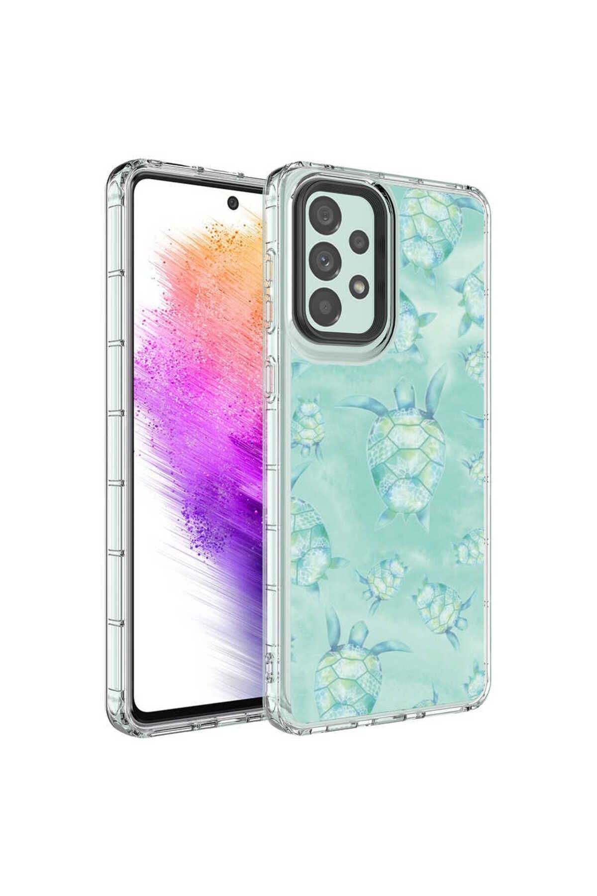 Galaxy A23 Kılıf Kamera Korumalı Renkli Desenli Sert Silikon Zore Korn Kapak - NO13