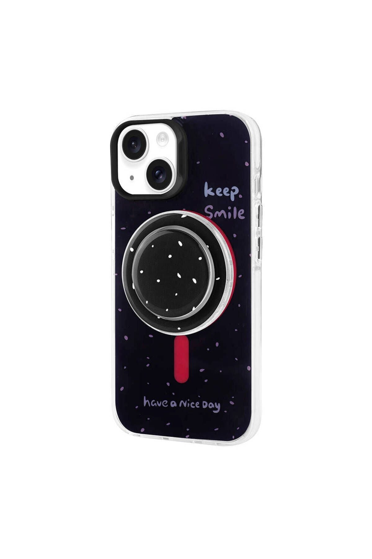 iPhone 15 Zore Magsafe Şarj Özellikli Tak-Çıkar Pop Soketli Zore Tiktok Kılıf-Turuncu