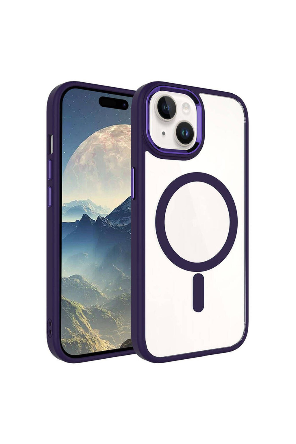 iPhone 15 Plus Uyumlu Wireless Şarj Özellikli Zore Krom Magsafe Silikon Kılıf-Mavi