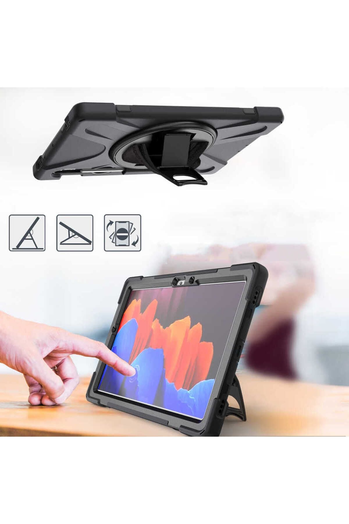 Galaxy Tab S7 T870 Kılıf  Uyumlu Zore Defender Tablet Silikon-Siyah