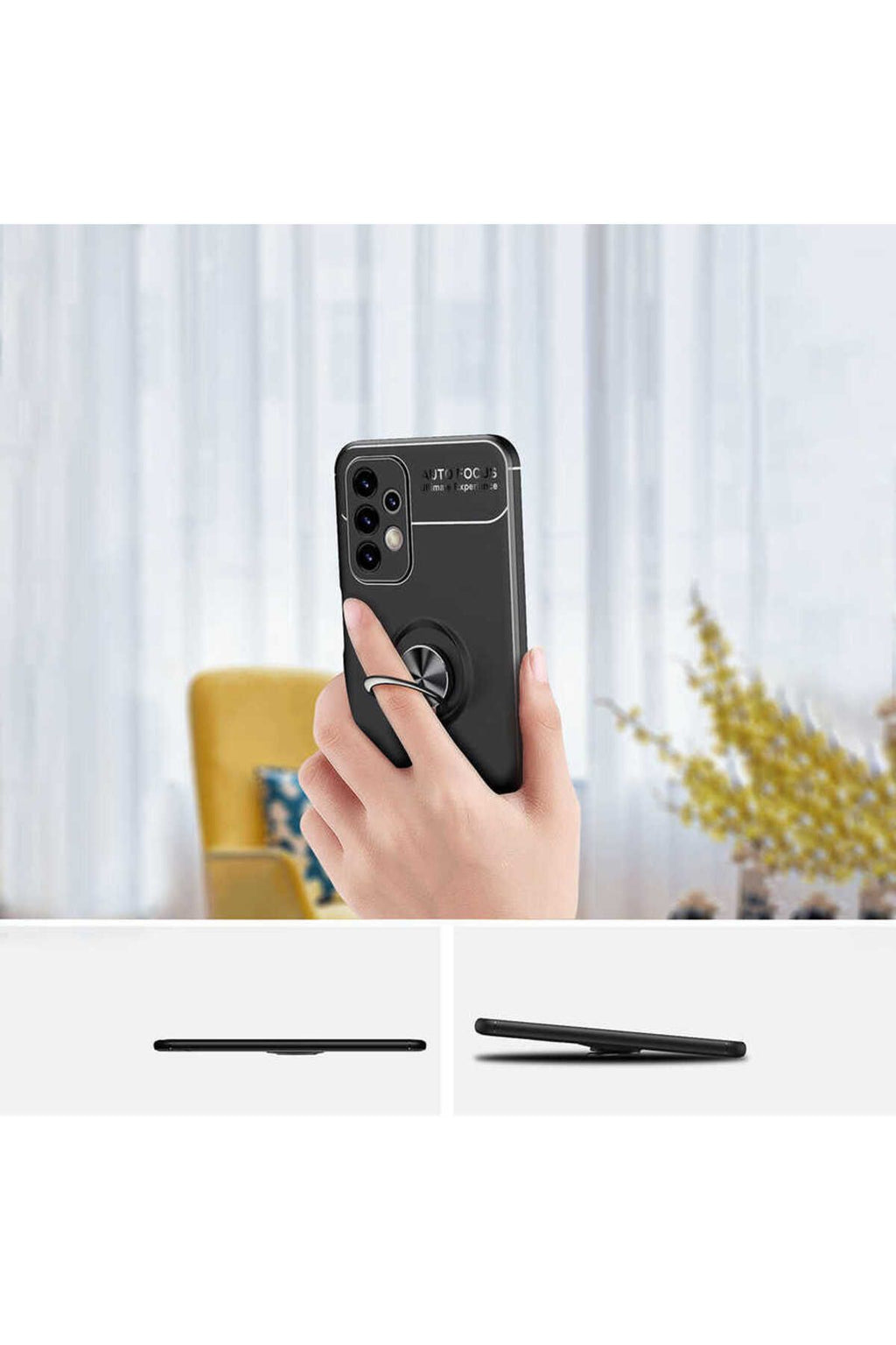 Galaxy A23 Kılıf Zore Ravel Silikon Kapak - Siyah