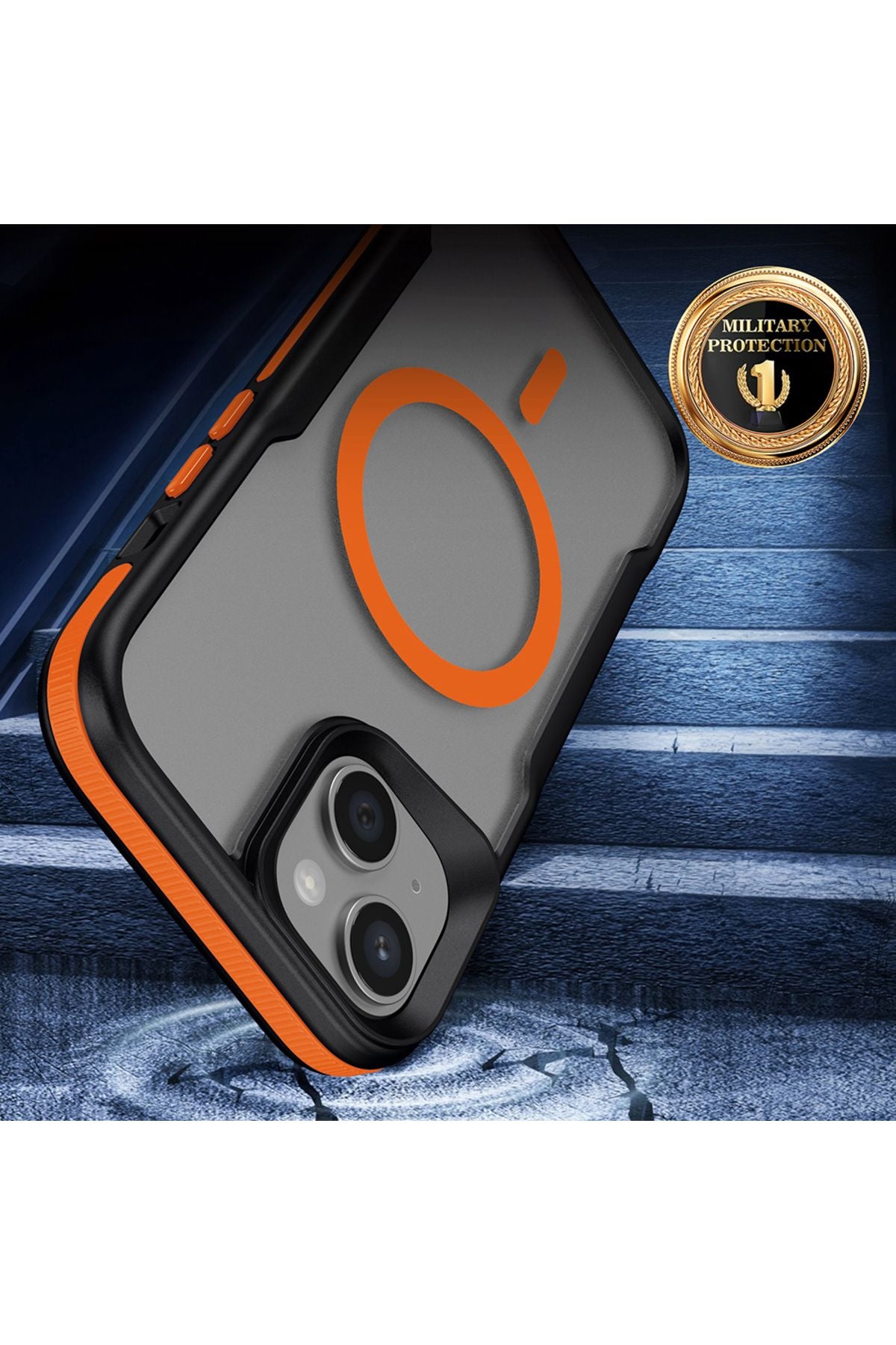 iPhone 14 Uyumlu Magsafe Şarj Özellikli Renkli Kenar Airbag Şeritli Zore Lamer Kapak-Gri