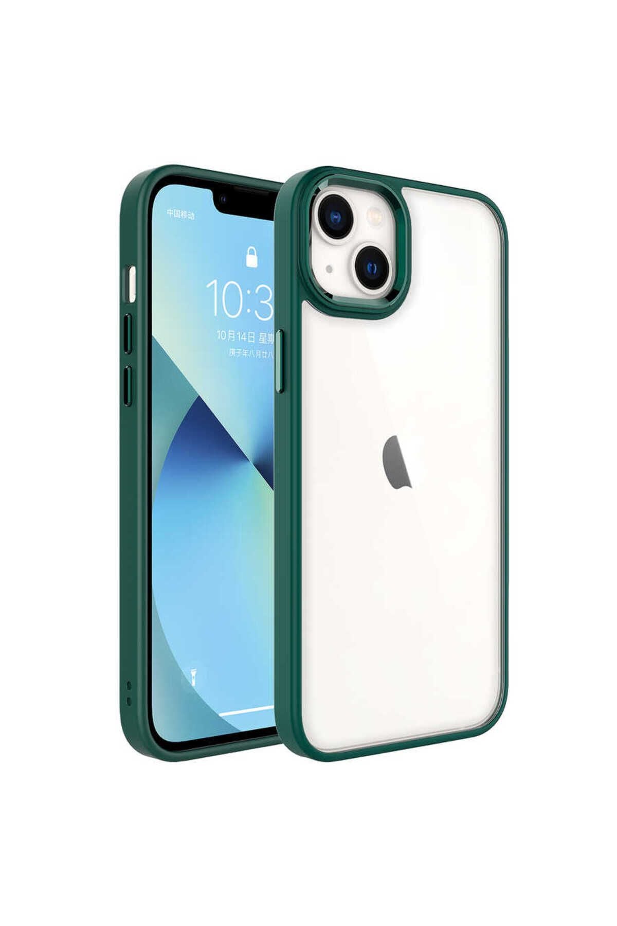 iPhone 14 Uyumlu Zore Krom Kılıf-Koyu Yeşil