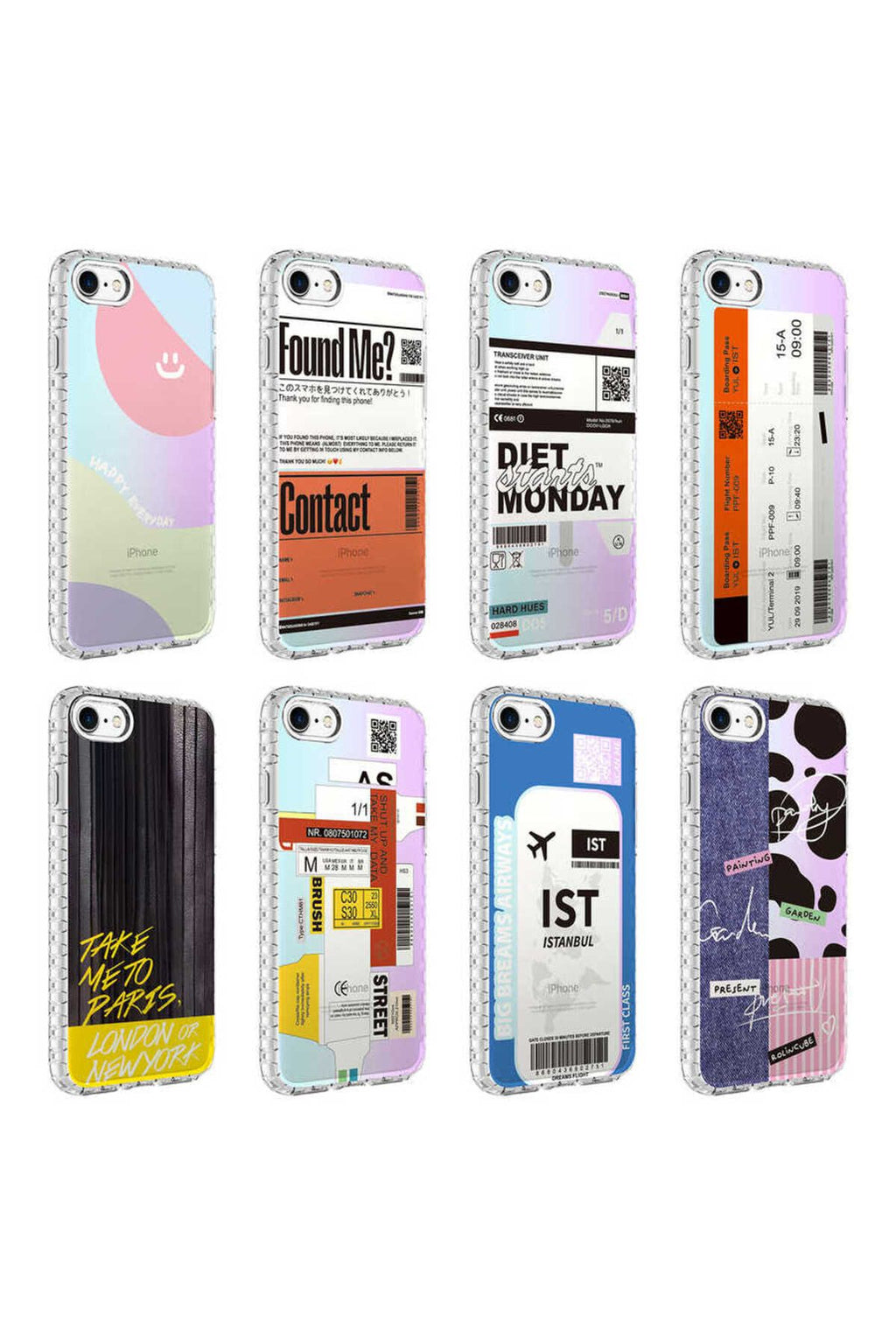 iPhone 8 Kılıf Airbag Kenarlı Renkli Desenli Silikon Zore Elegans Kapak - NO3