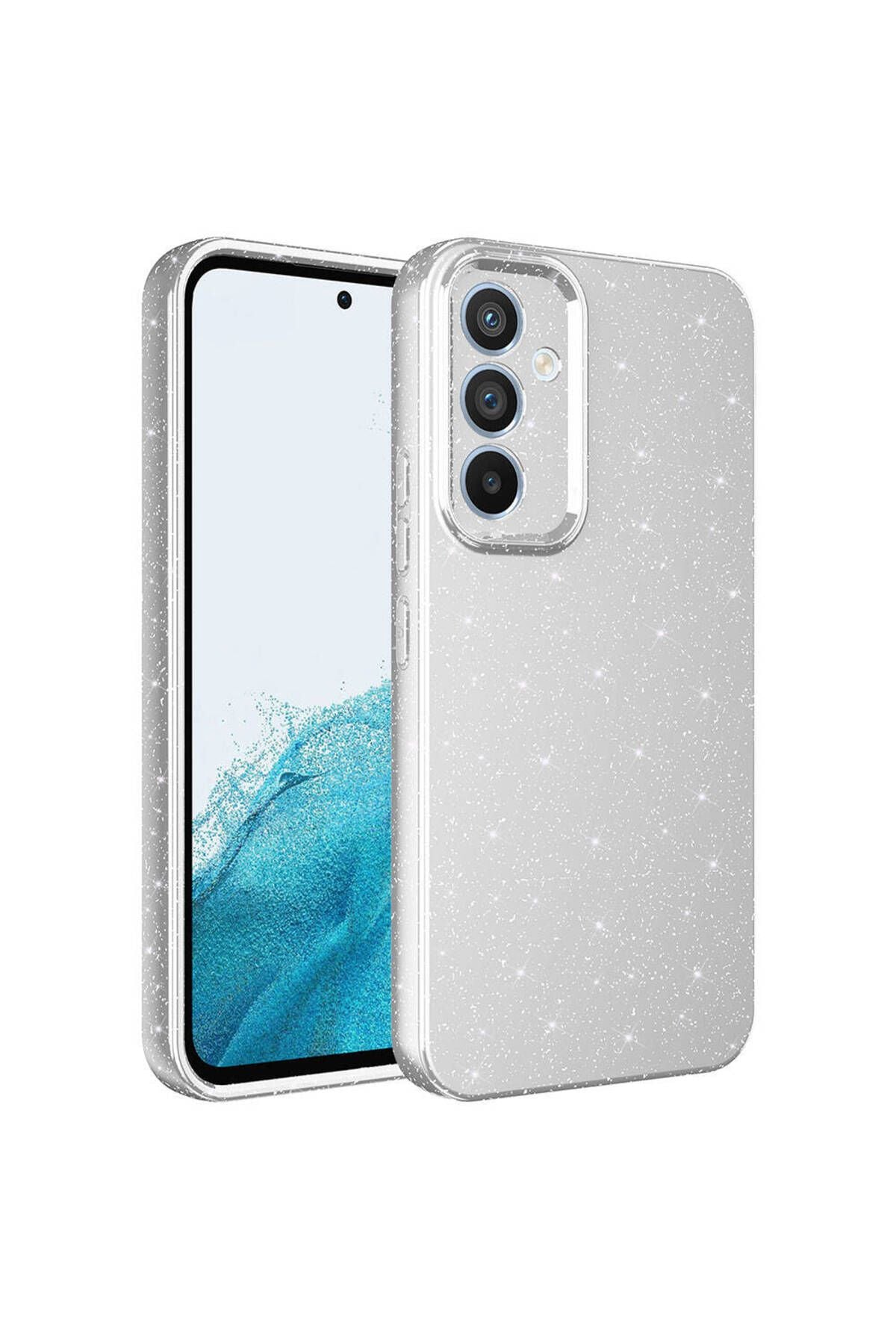 Galaxy A54 Kılıf Kamera Korumalı Simli Lüks Zore Koton Kapak - Pembe Koyu