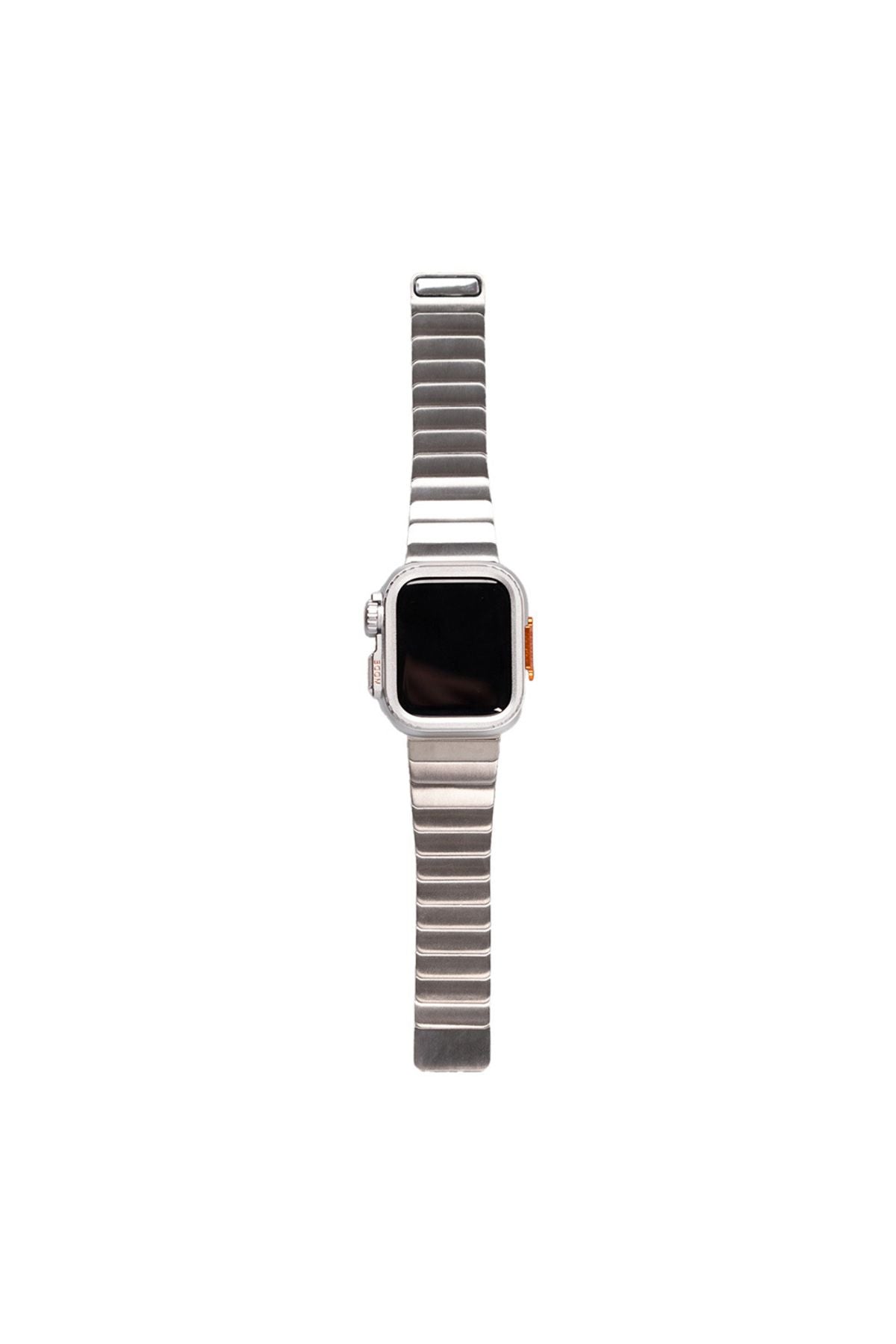 Watch Ultra 49mm Uyumlu Zore KRD-126 Sert Kasa Koruyuculu Metal Kordon-Gümüş