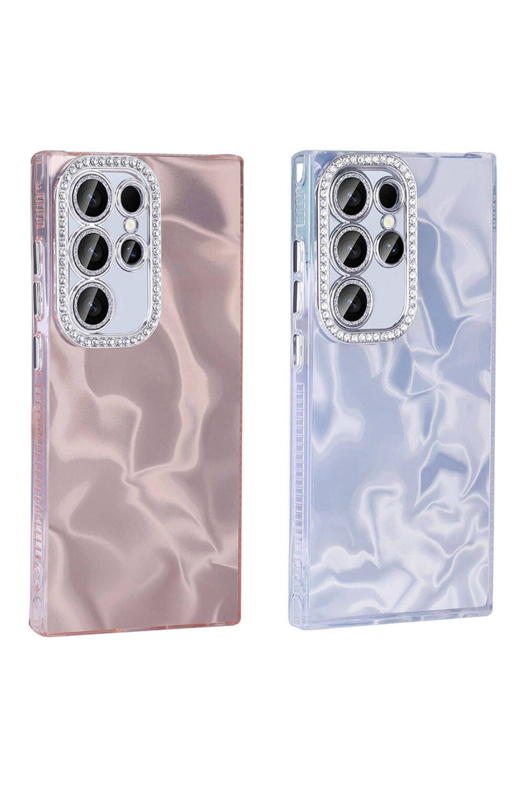 Galaxy S23 Ultra Kılıf Airbagli Parlak Taş Detay Tasarımlı Zore Esila Kapak - Pembe