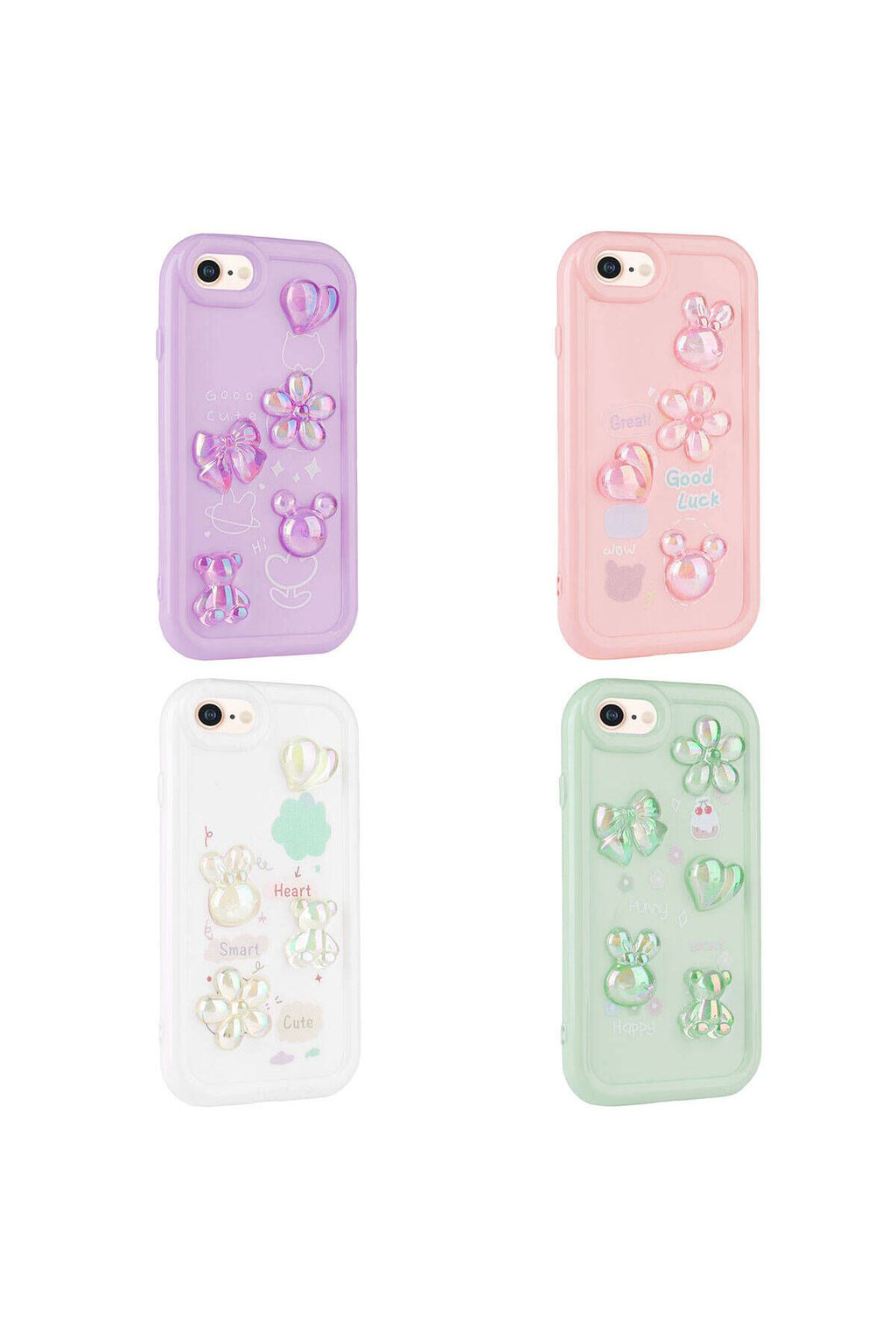 iPhone SE 2022 Uyumlu Kabartma Figürlü Parlak CSM Zore Toys Silikon Kılıf-Pembe