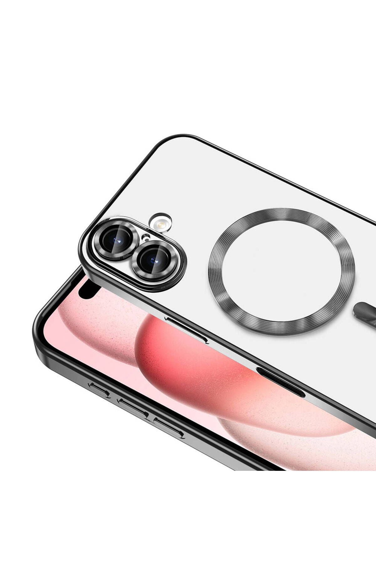 iPhone 16 Kılıf Kamera Korumalı Magsafe Wireless Şarj Özellikli Zore Demre Kapak - Gümüş