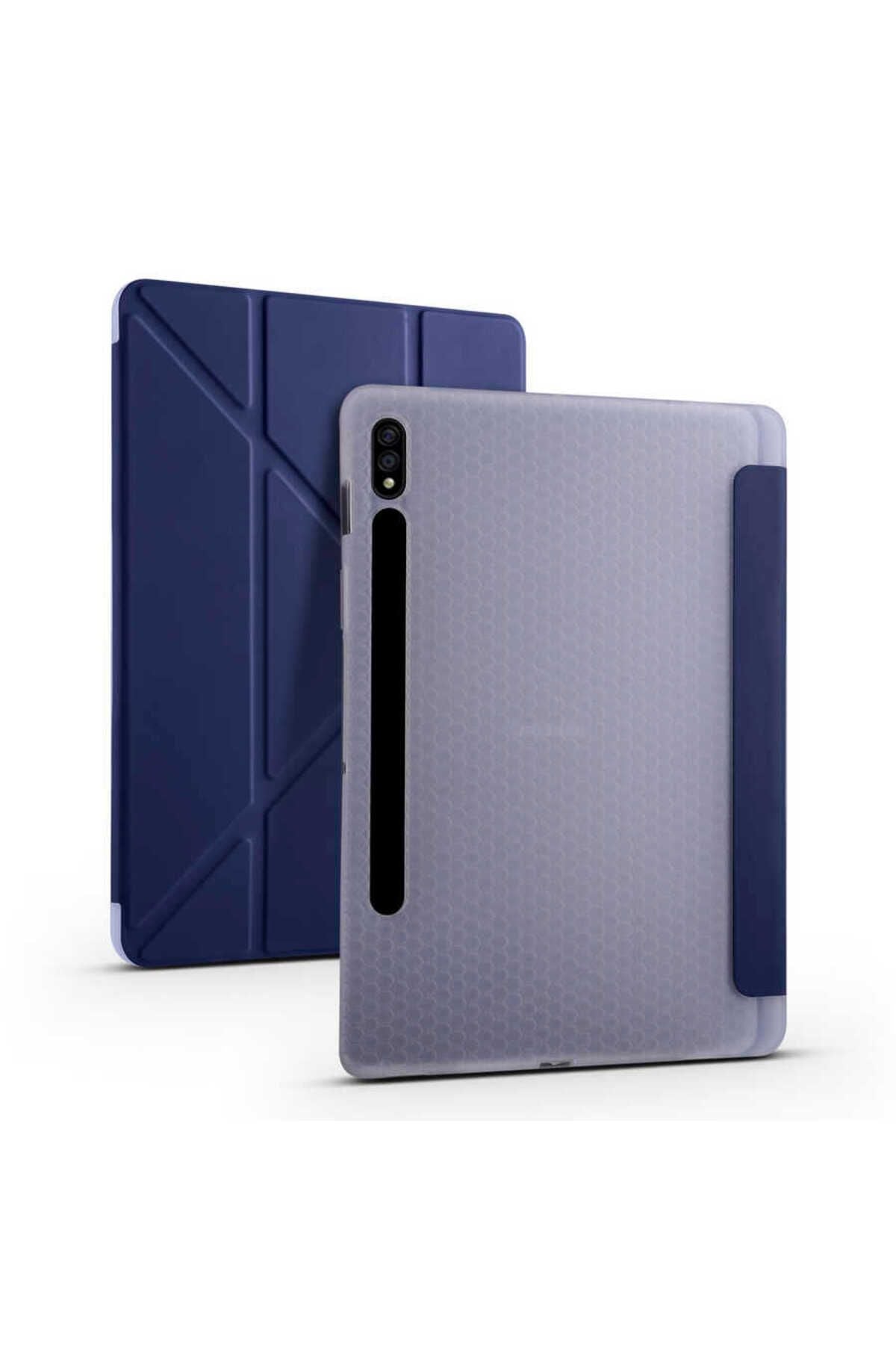 Galaxy Tab S7 T870 Kılıf  Uyumlu Zore Tri Folding Kalem Bölmeli Standlı Kılıf-Açık Yeşil