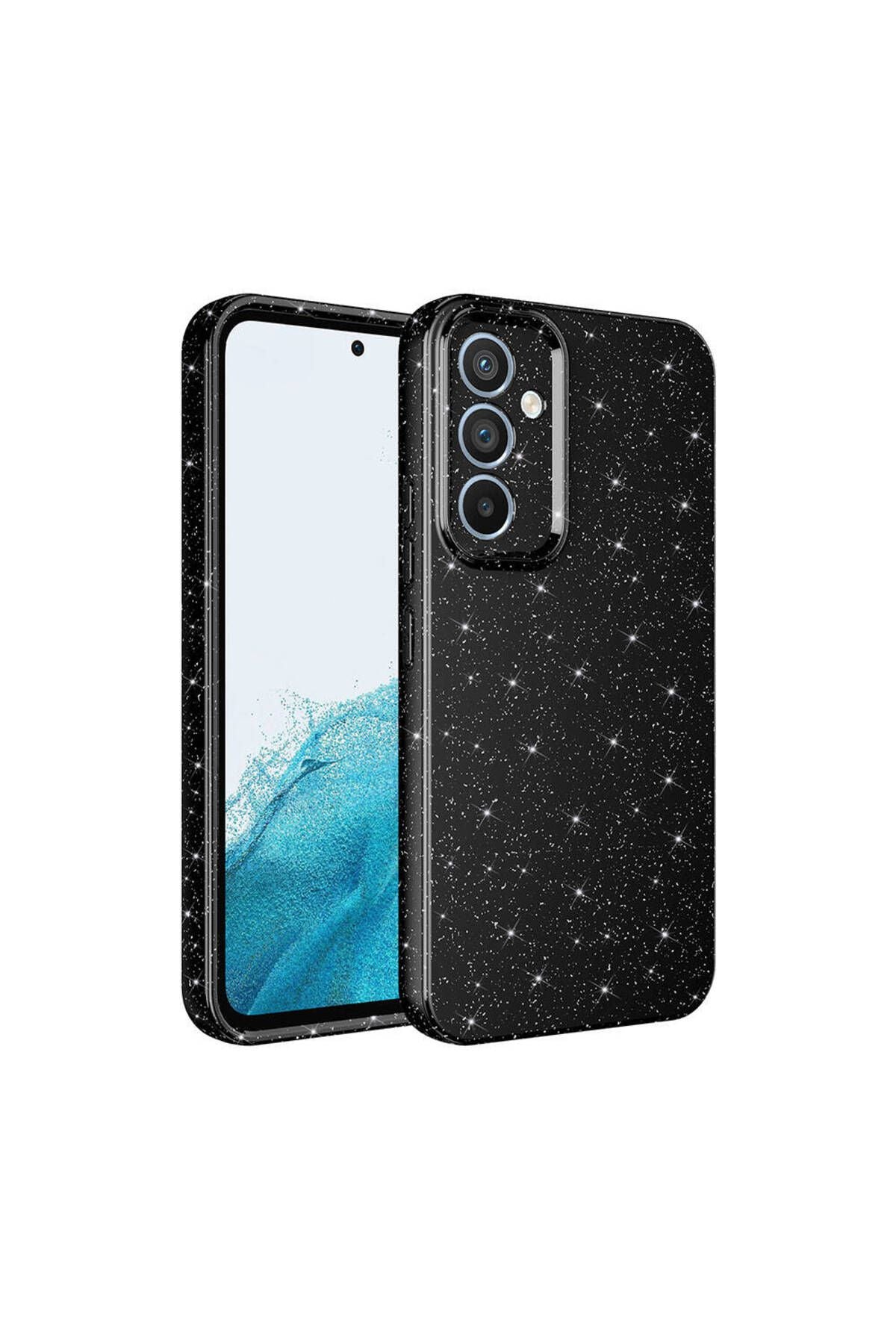 Galaxy S24 Plus Kılıf Kamera Korumalı Simli Lüks Zore Koton Kapak - Siyah