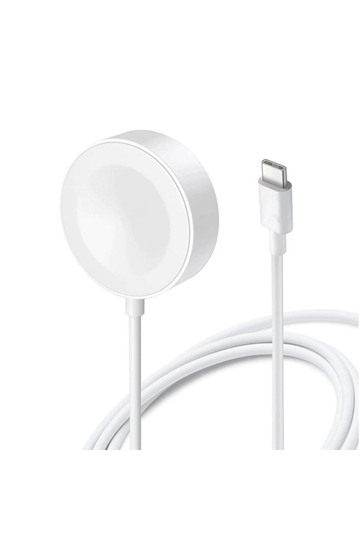 Beyaz Akıllı Saat Wireless Type-C Şarj Kablosu 1m-Zore