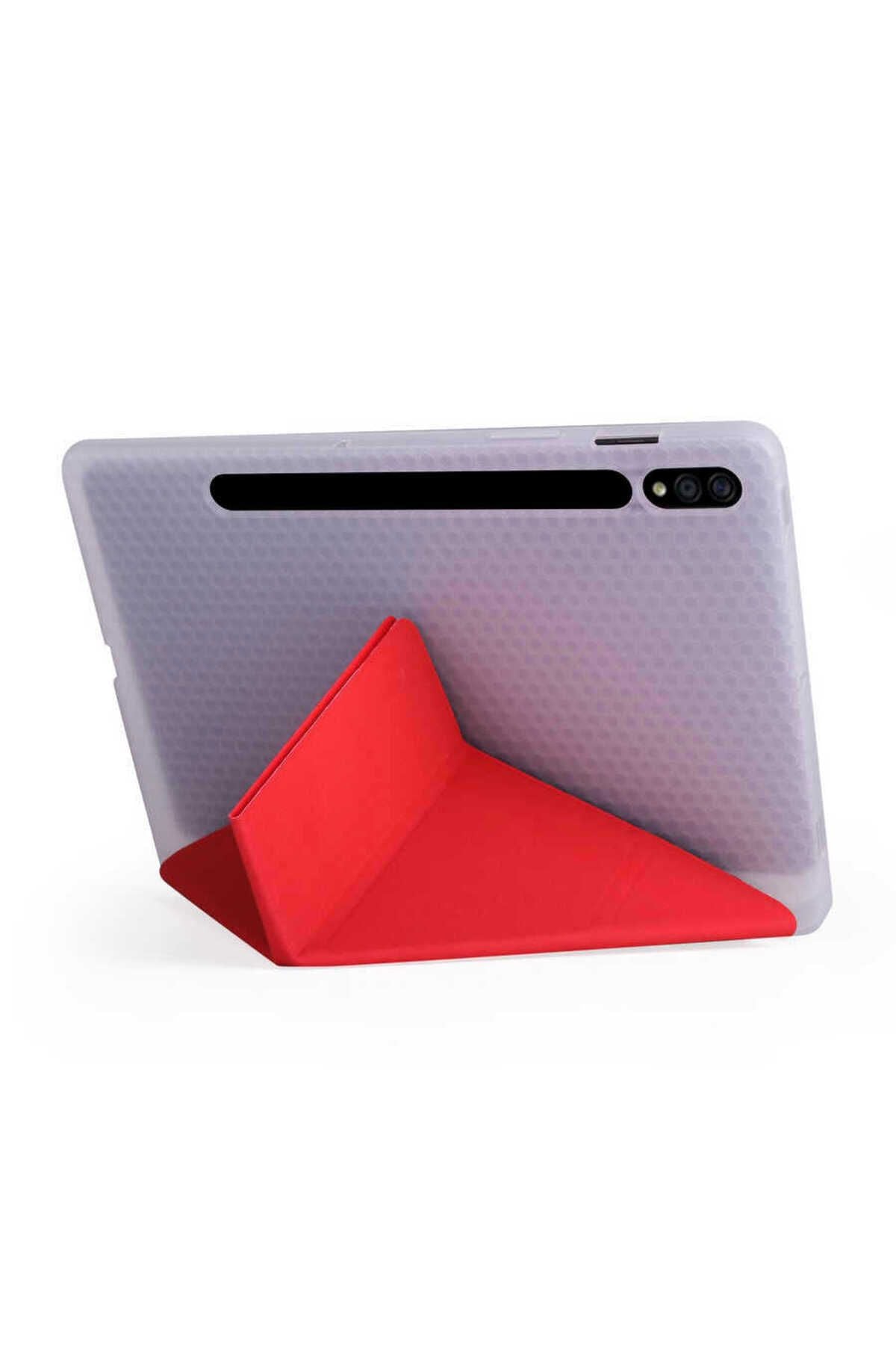 Galaxy Tab S7 Plus T970 Kılıf  Uyumlu Zore Tri Folding Kalem Bölmeli Standlı Kılıf-Koyu Yeşil