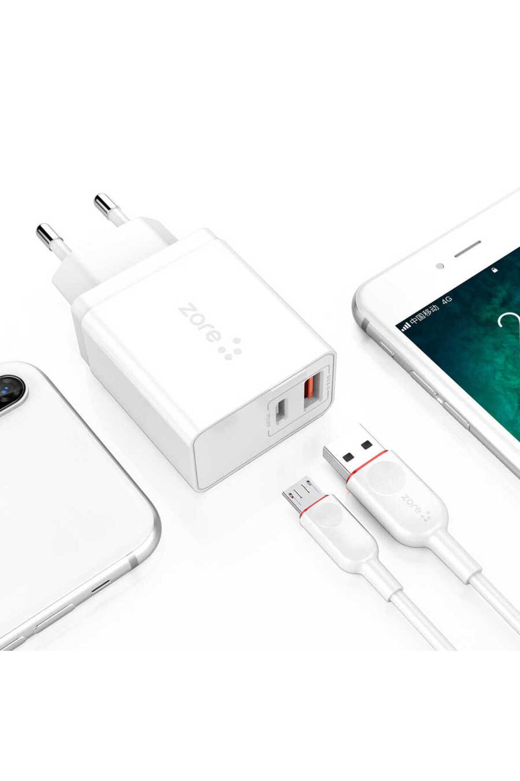 Beyaz XMac Serisi ZR-X2 Micro 2 in 1 Şarj Seti-Zore