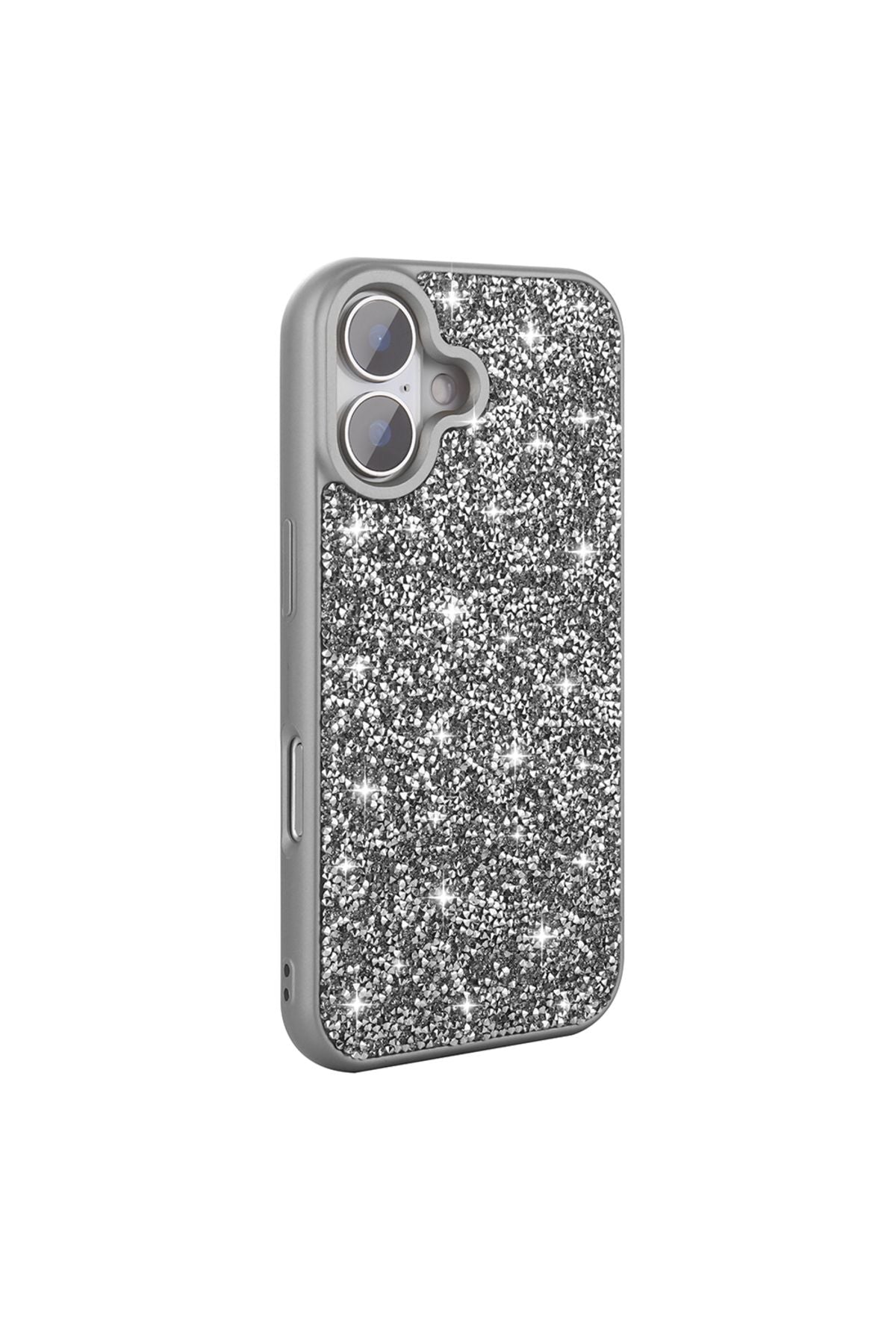 iPhone 16 Plus Kılıf Parlak Taşlı Tasarım Zore Pırlanta Kapak - Siyah