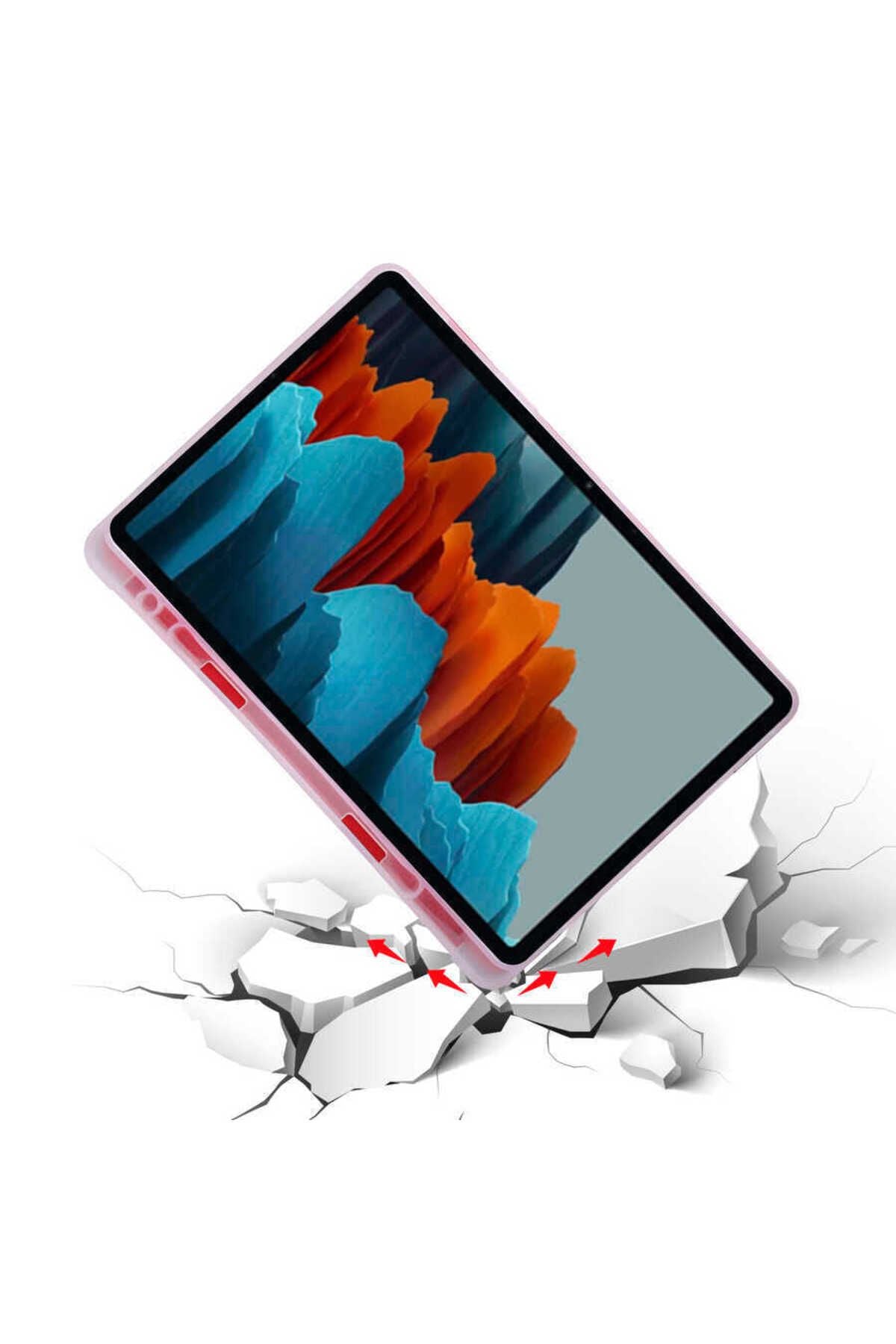 Galaxy Tab S7 Plus T970 Kılıf  Uyumlu Zore Tri Folding Kalem Bölmeli Standlı Kılıf-Koyu Yeşil