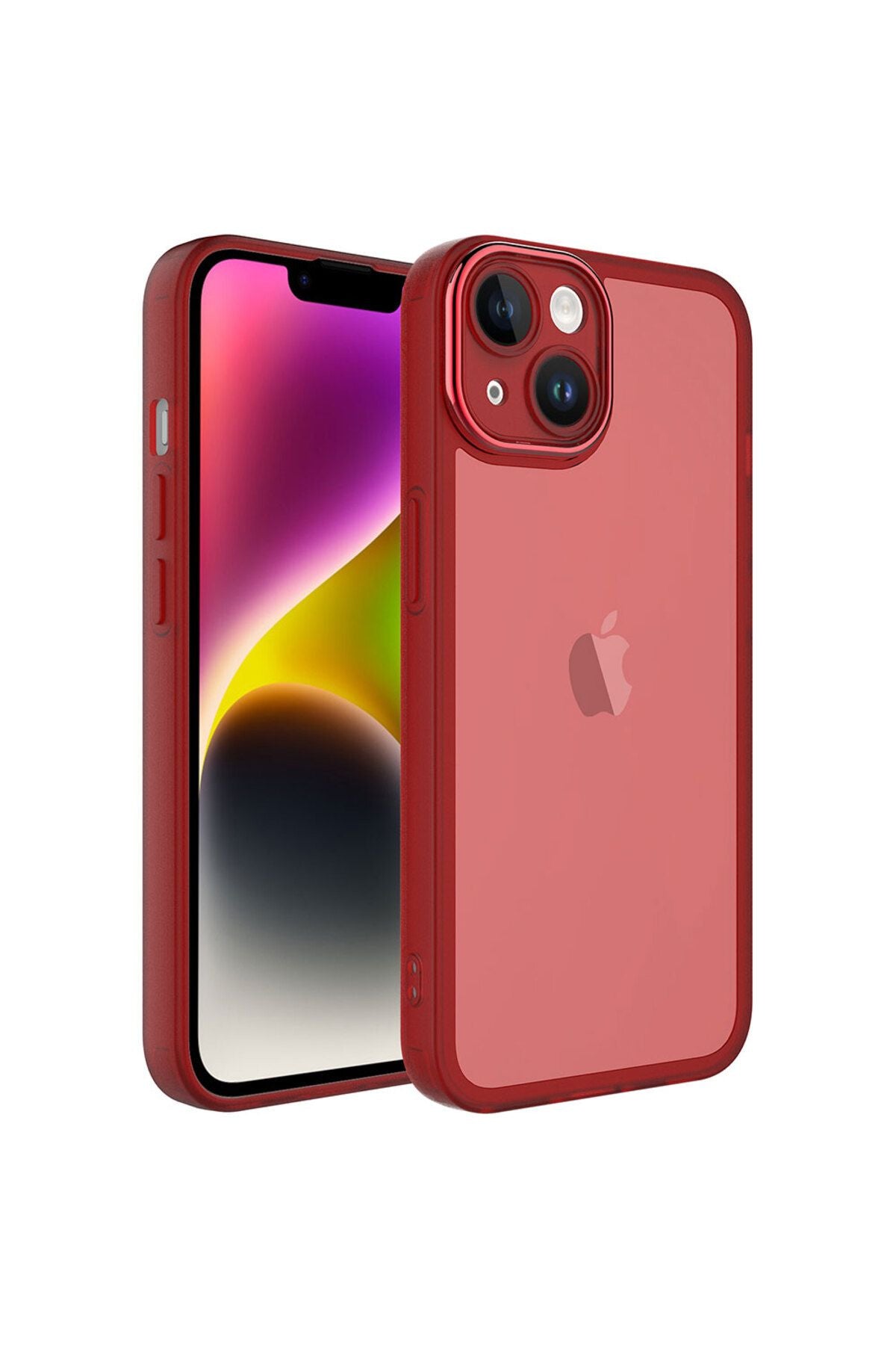 iPhone 14 Uyumlu Kamera Korumalı Transparan Zore Post Kılıf-Kırmızı