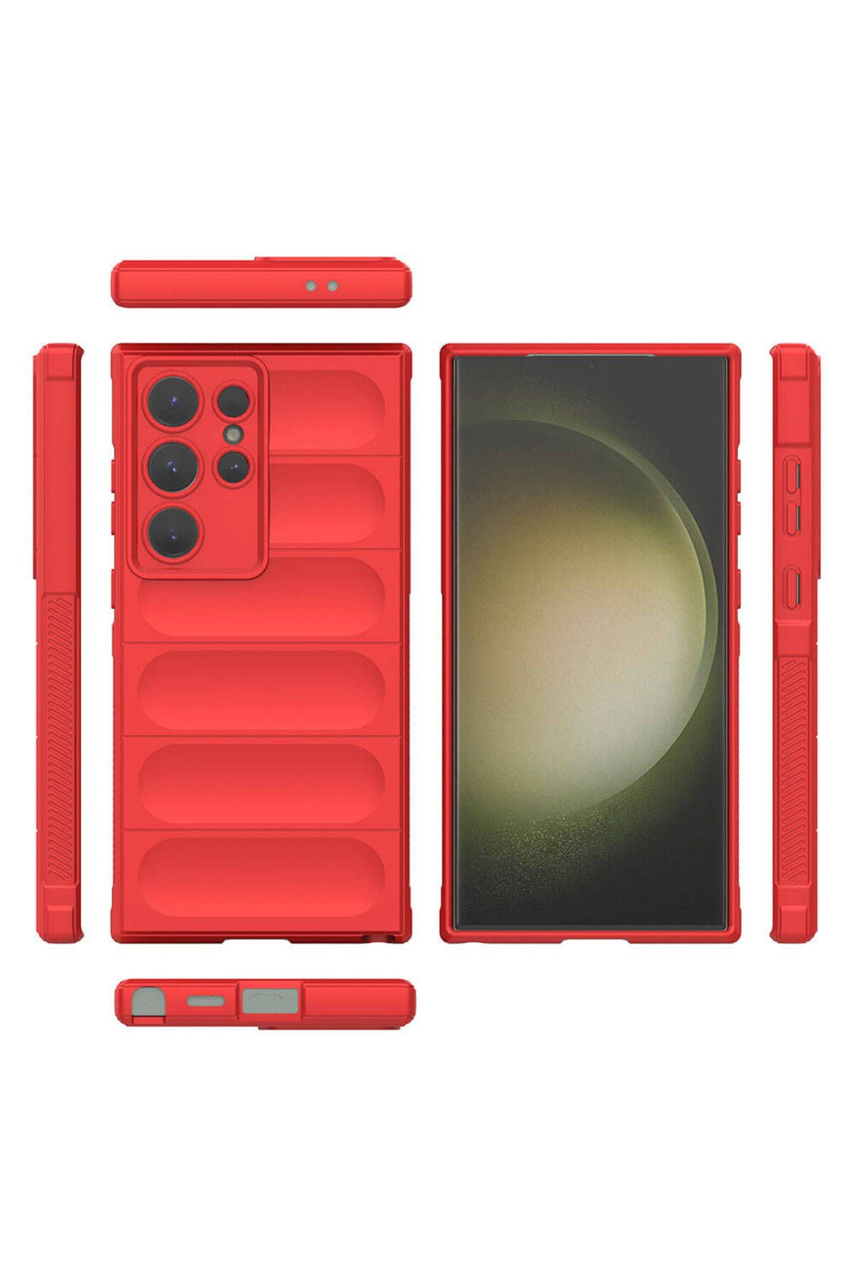 Galaxy S24 Ultra Kılıf Esnek TPU Oyuklu Arka Yüzey Tasarımlı AKAV Etnik Silikon Kapak - Siyah