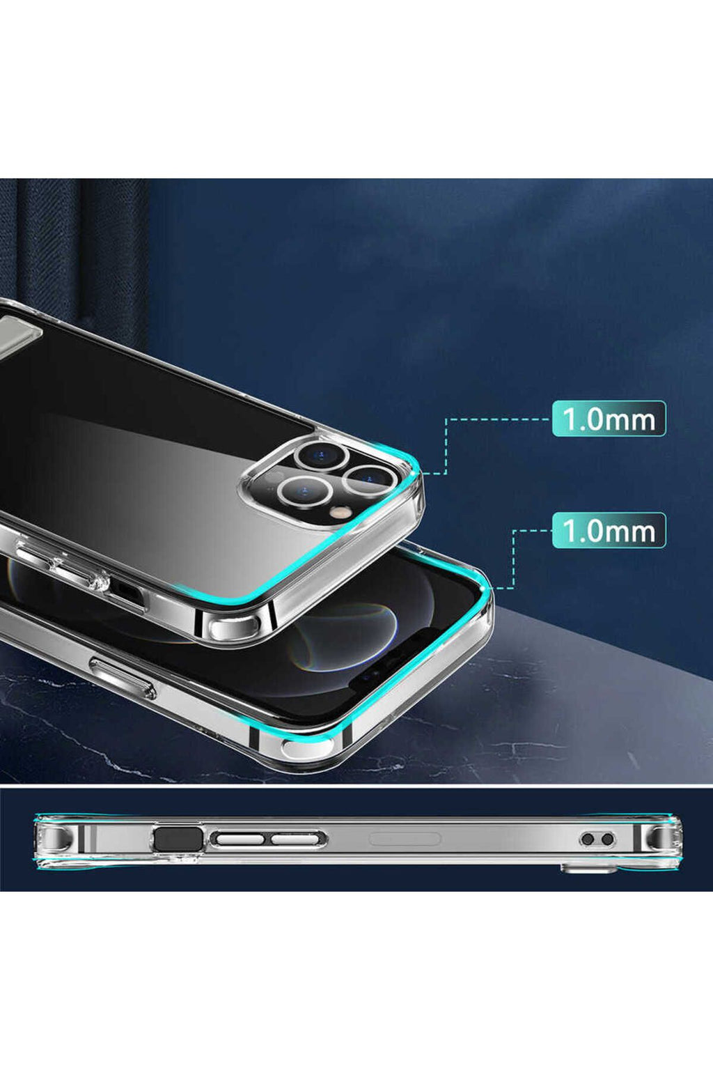 iPhone 14 Pro Uyumlu Standlı Şeffaf Silikon Zore L-Stand Kılıf-Renksiz