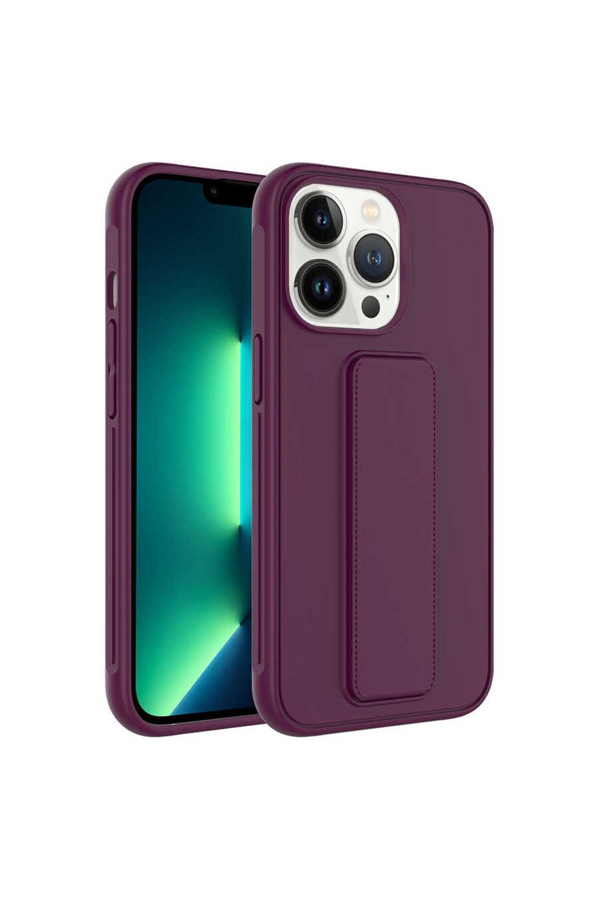 iPhone 14 Pro Uyumlu Zore Qstand Kılıf-Mürdüm