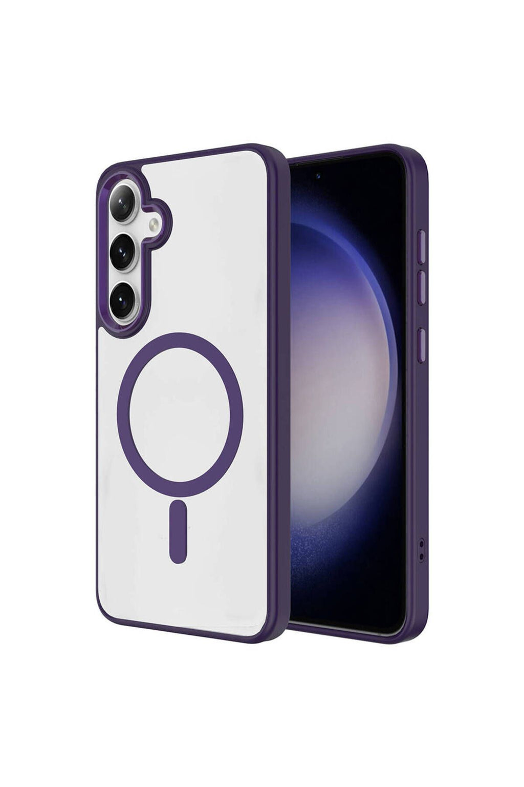 Galaxy S24 Kılıf Magsafe Şarj Özellikli TQR Krom Magsafe Silikon Kapak - Sierra Mavi