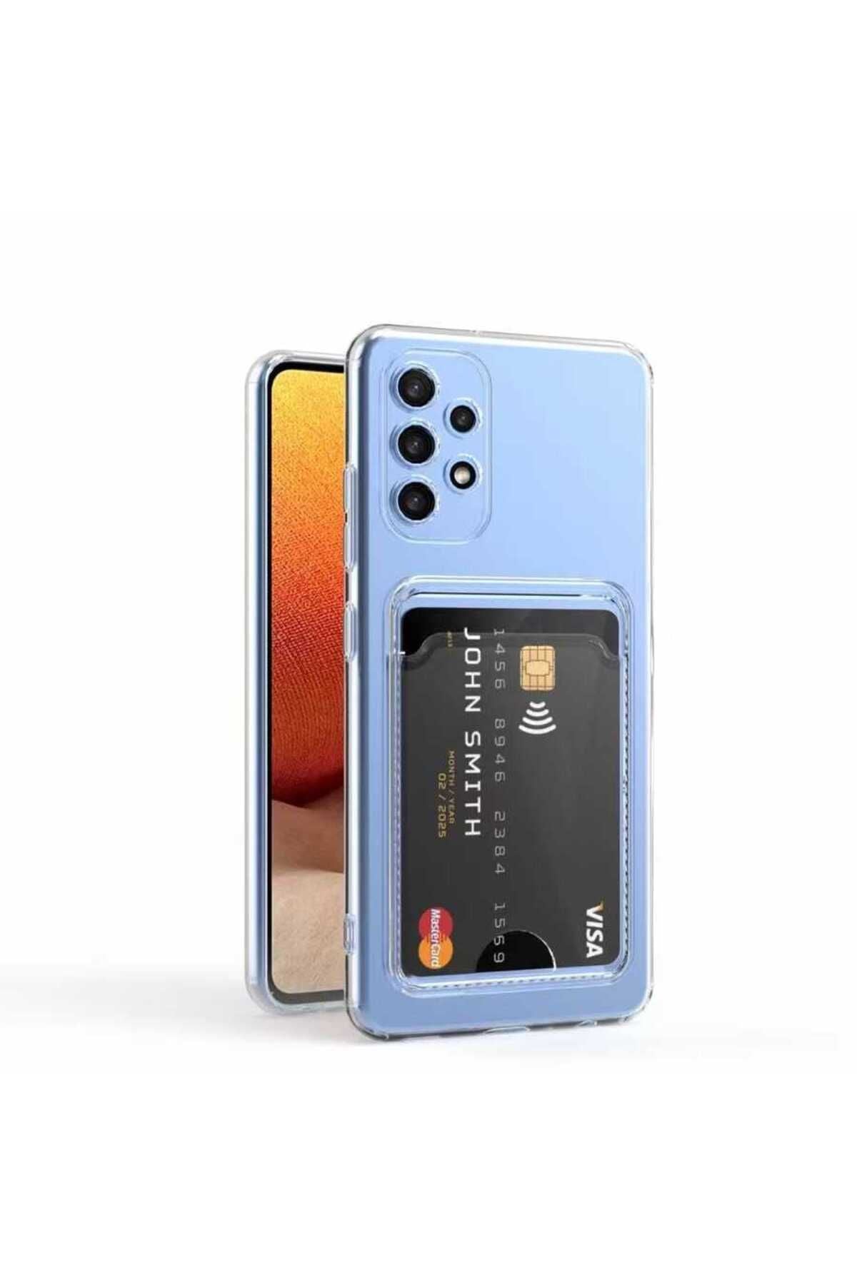 Galaxy A13 4G Kılıf Kartlıklı Şeffaf Zore Setra Clear Silikon Kapak - Renksiz