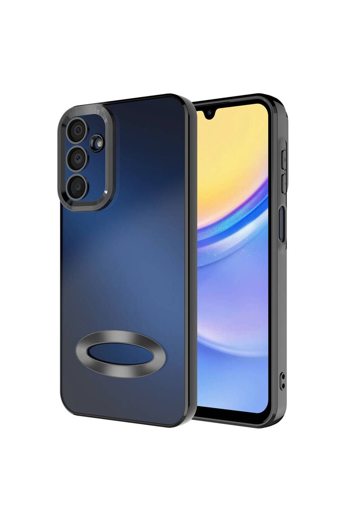 Galaxy A15 Kılıf Kamera Korumalı Logo Gösteren Zore Omega Kapak - Sierra Mavi