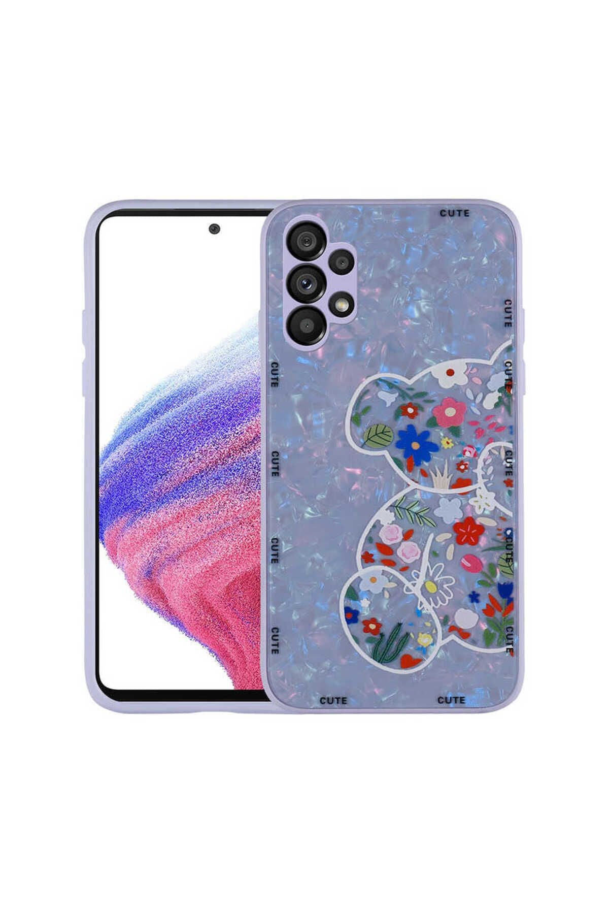 Galaxy A13 4G Kılıf Desenli Sert Silikon Zore Mumila Kapak - White Bear