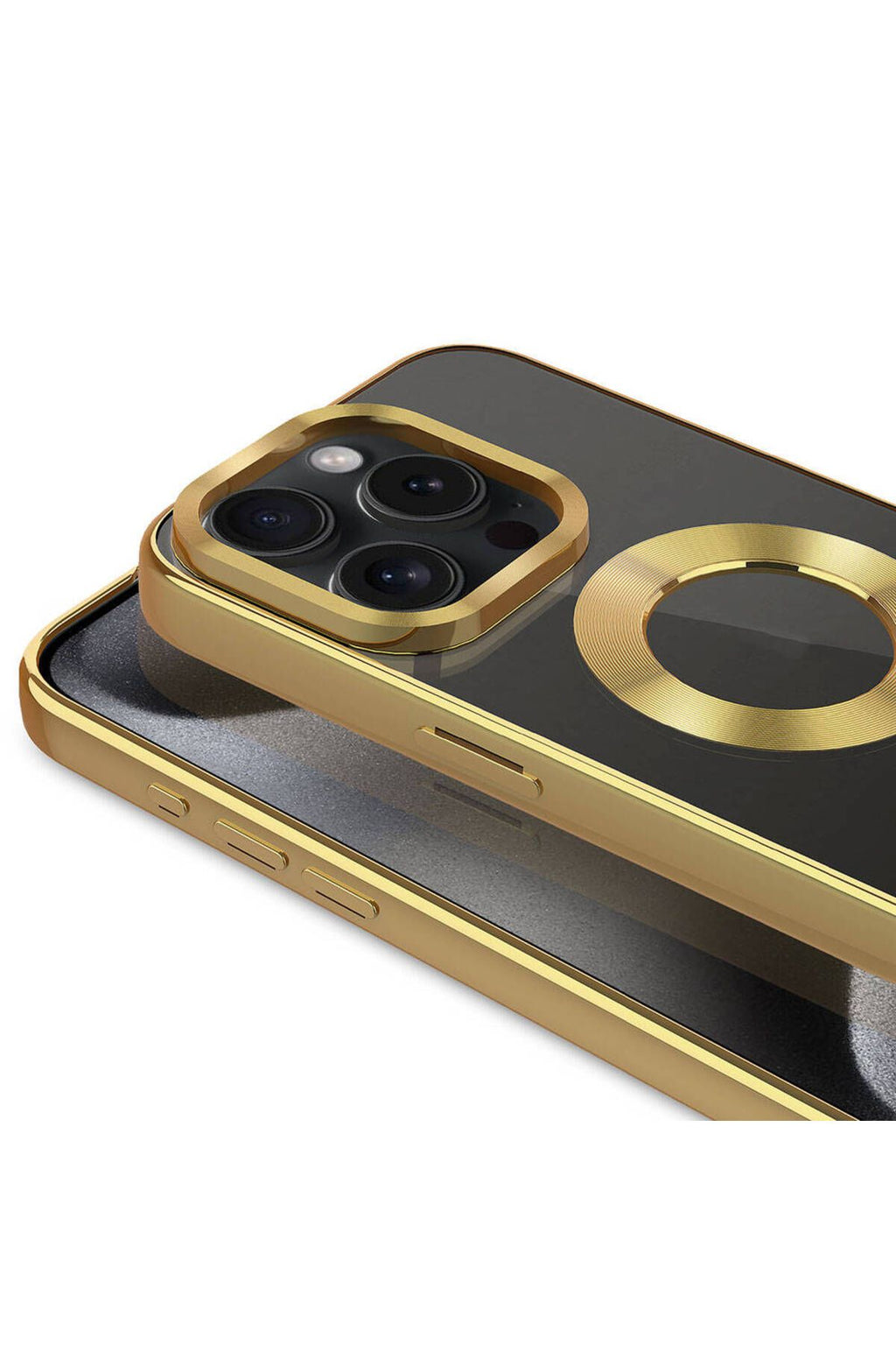 iPhone 15 Pro Max Uyumlu Tek Kamera Çerçeveli Logo Gösteren Zore Omega Kılıf-Titanyum