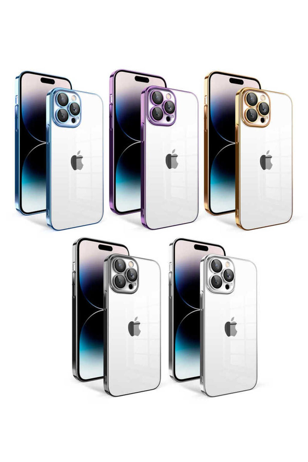 iPhone 14 Pro Uyumlu Kamera Korumalı Renkli Çerçeveli Zore Garaj Kılıf-Siyah