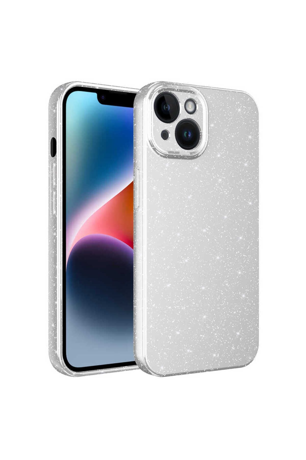 iPhone 14 Uyumlu Kamera Korumalı Simli Lüks Zore Koton Kılıf-Lila