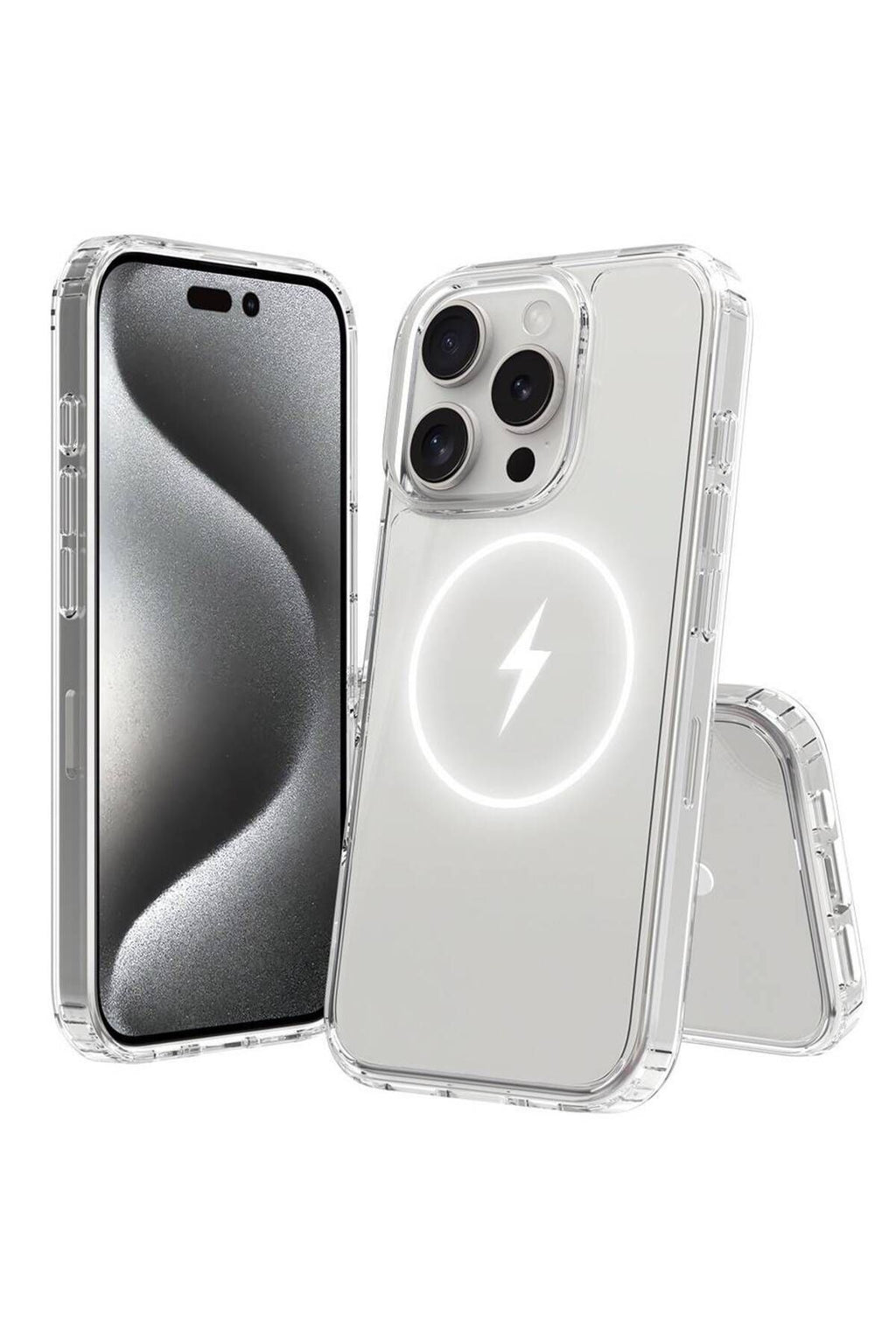 Apple iPhone 16 Pro Max Kılıf Magsafe Şarj Özellikli Şeffaf Sert PC Zore Embos Kapak-Şeffaf