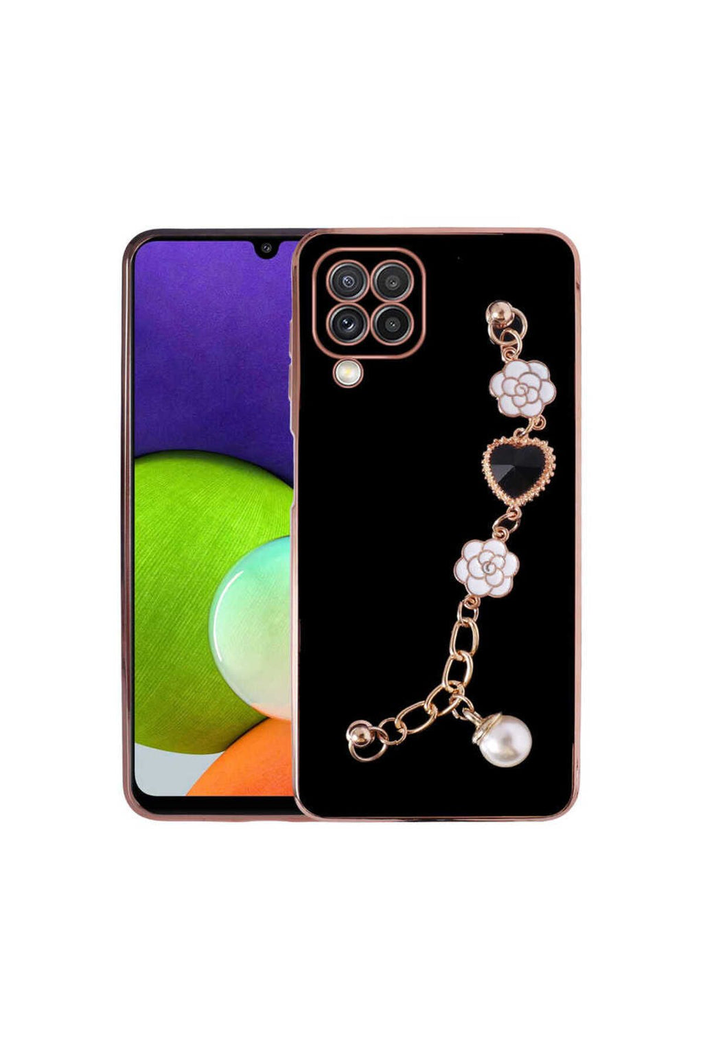 Galaxy A22 4G Kılıf El Tutamaçlı Kamera Korumalı Zore Taka Silikon Kapak - Siyah