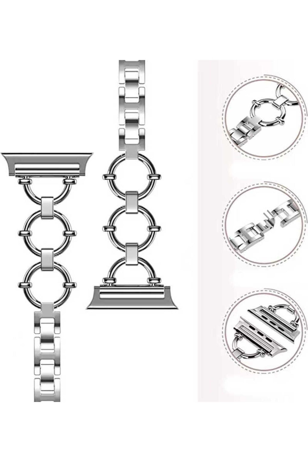 Watch Ultra 49mm Kordon Uyumlu KRD-56 Metal Strap Kayış CLO- Gümüş