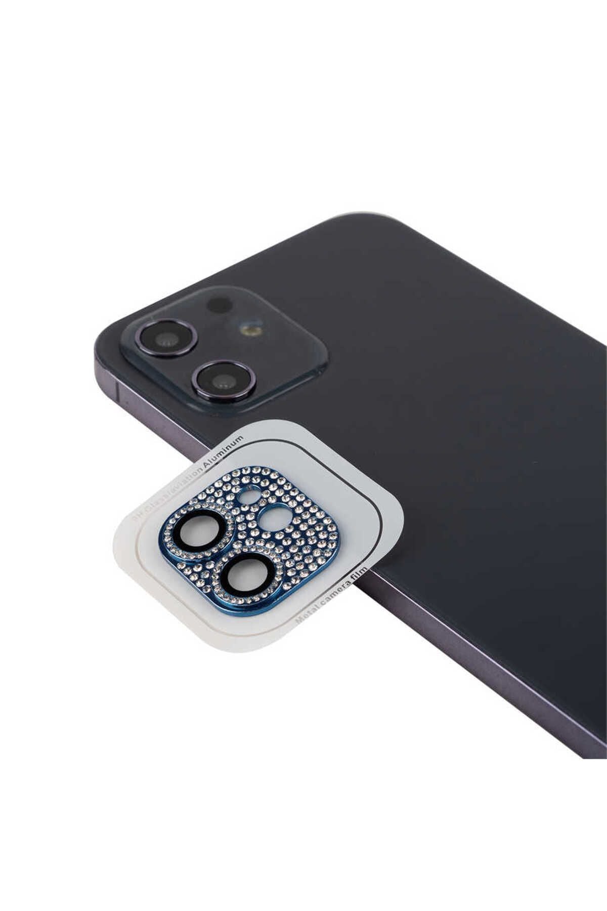 iPhone 12 Uyumlu CL-08 Kamera Lens Koruyucu-Mavi