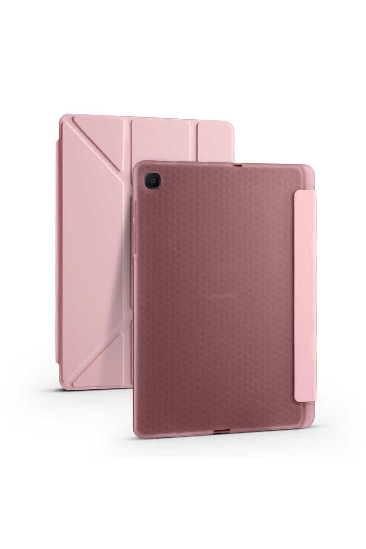 Galaxy Tab S6 Lite P610 Kılıf  Uyumlu Zore Tri Folding Kalem Bölmeli Standlı Kılıf-Açık Yeşil