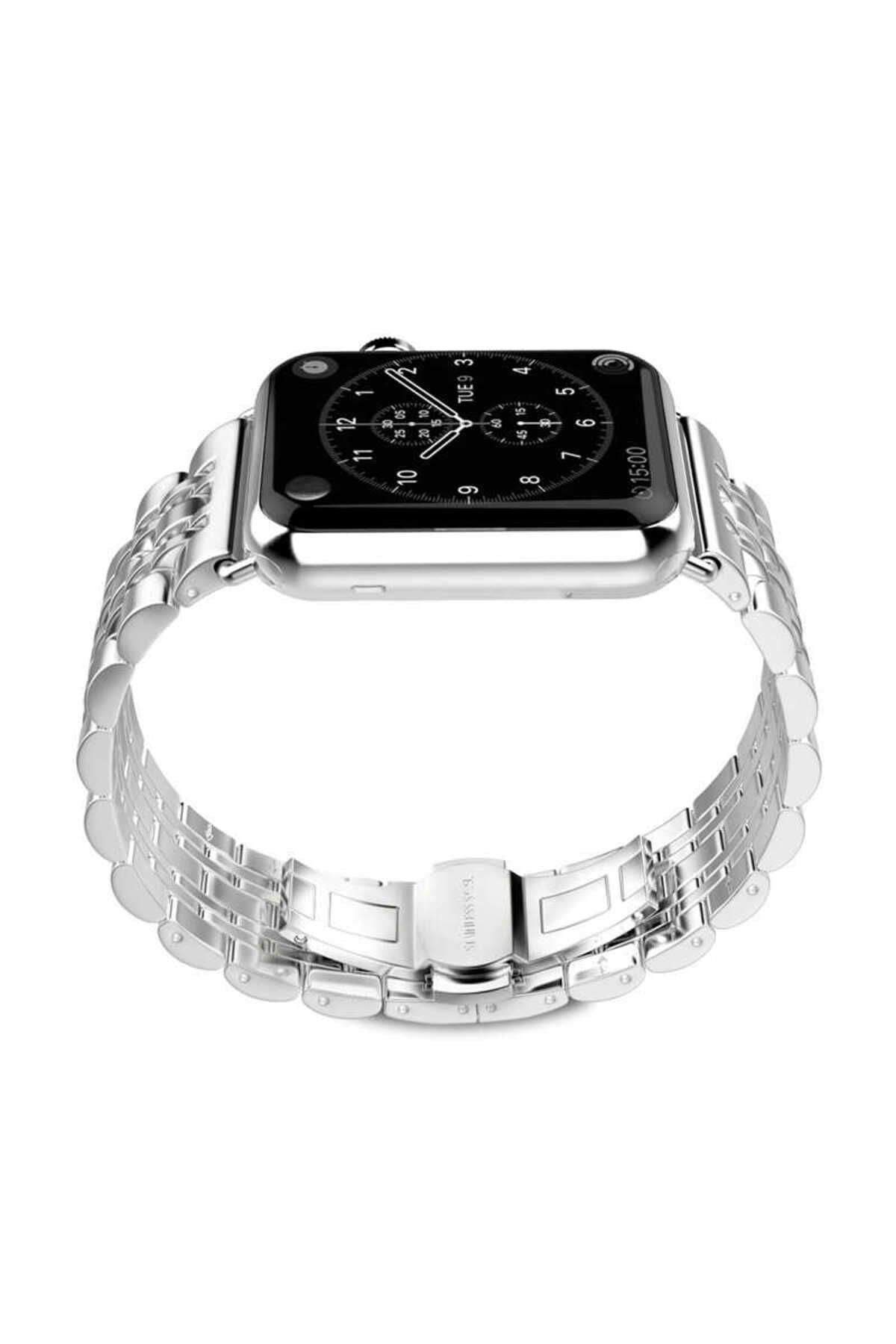 Watch Ultra 49mm Kordon Uyumlu KRD-14 Metal Strap Kayış CLO- Gümüş