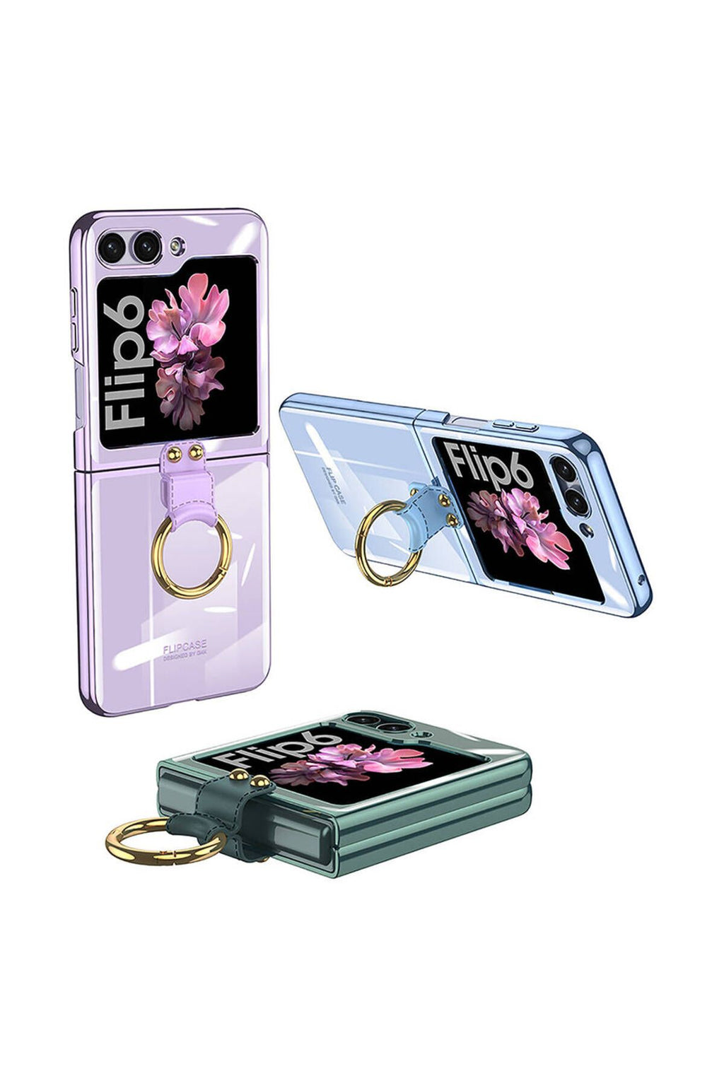 Galaxy Z Flip 6 Kılıf Zore Yüzüklü Kıpta Kapak-Siyah