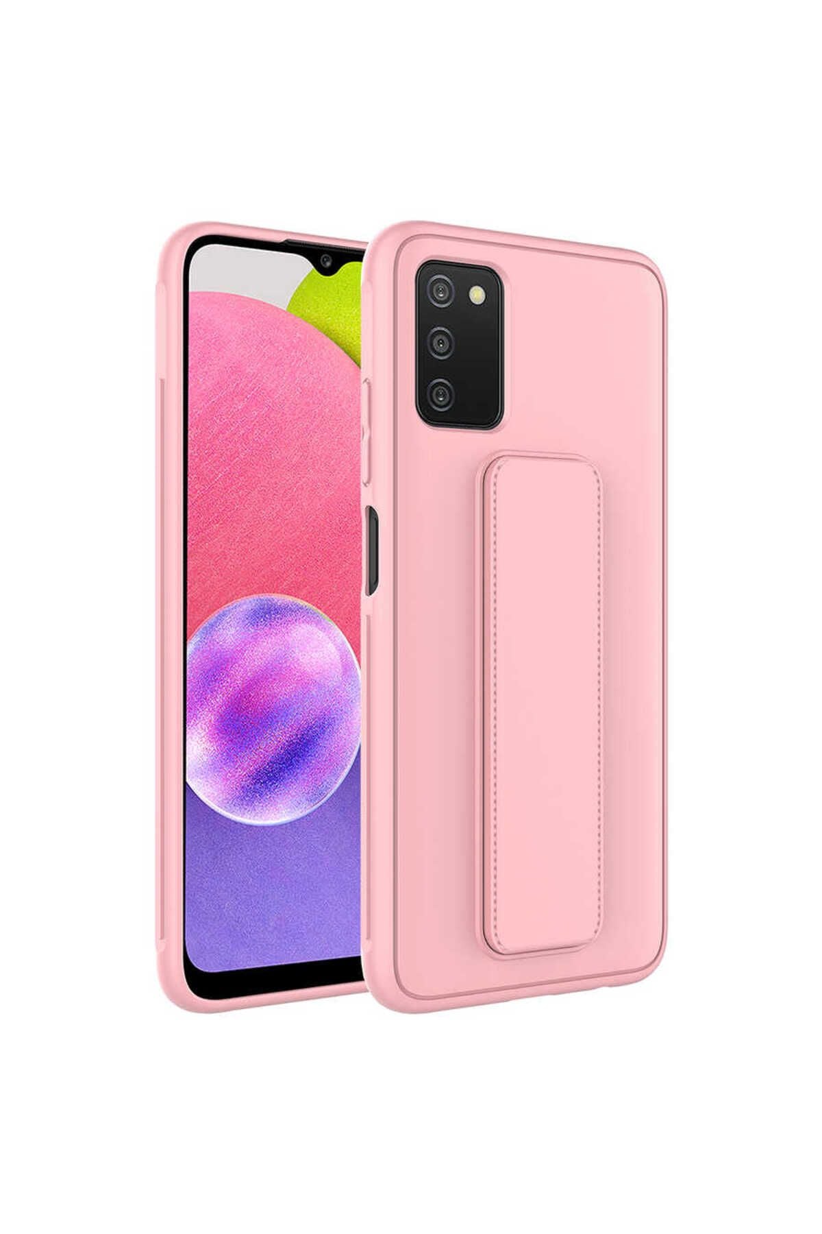 Galaxy A03S Kılıf Zore Qstand Kapak - Pembe
