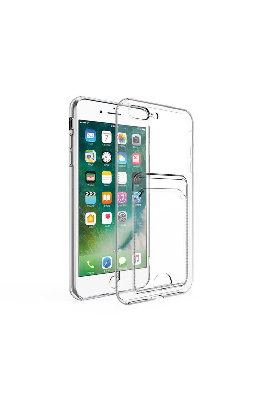 iPhone SE 2020 Kılıf Kartlıklı Şeffaf Zore Setra Clear Silikon Kapak - Renksiz