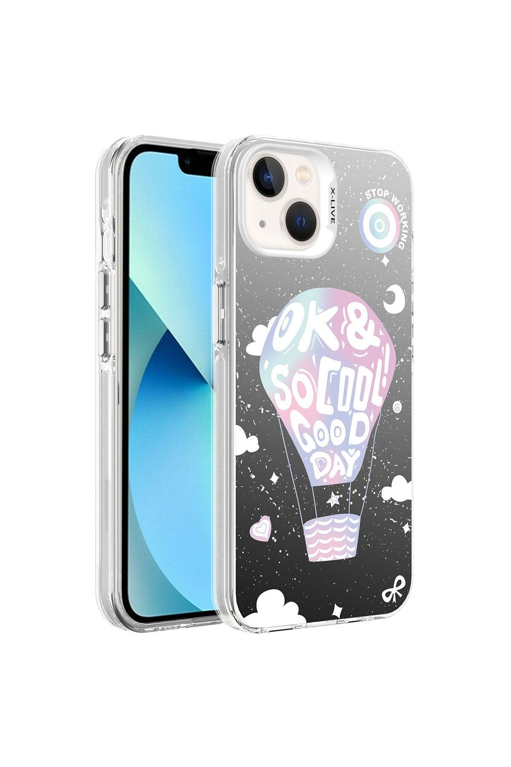 iPhone 14 Uyumlu Desenli Zore Silver Sert Kılıf-Balon