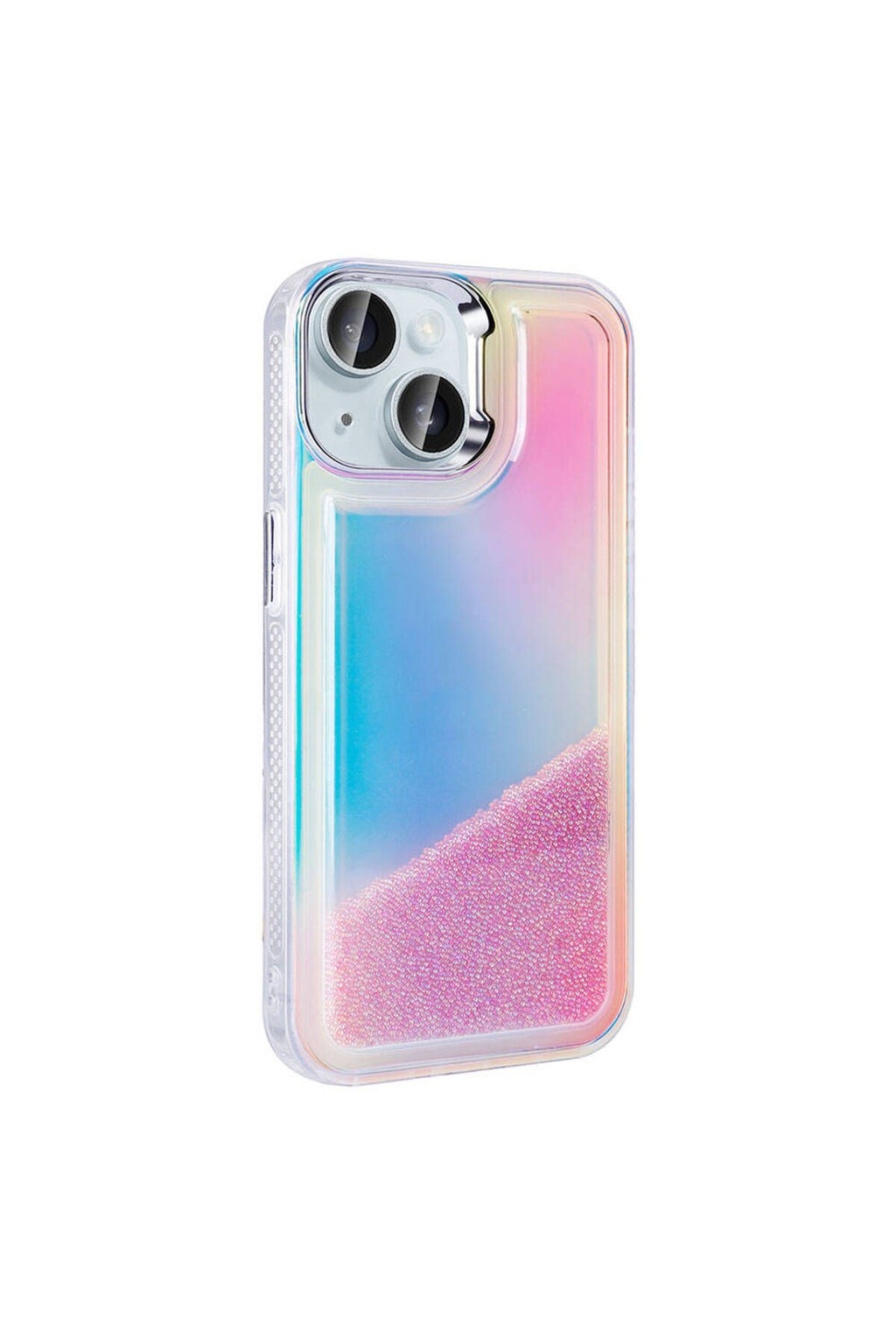 iPhone 15 Kılıf Airbagli Renkli Arka Yüzey Boncuk Tasarımlı Zore Kumul Kapak - Pembe