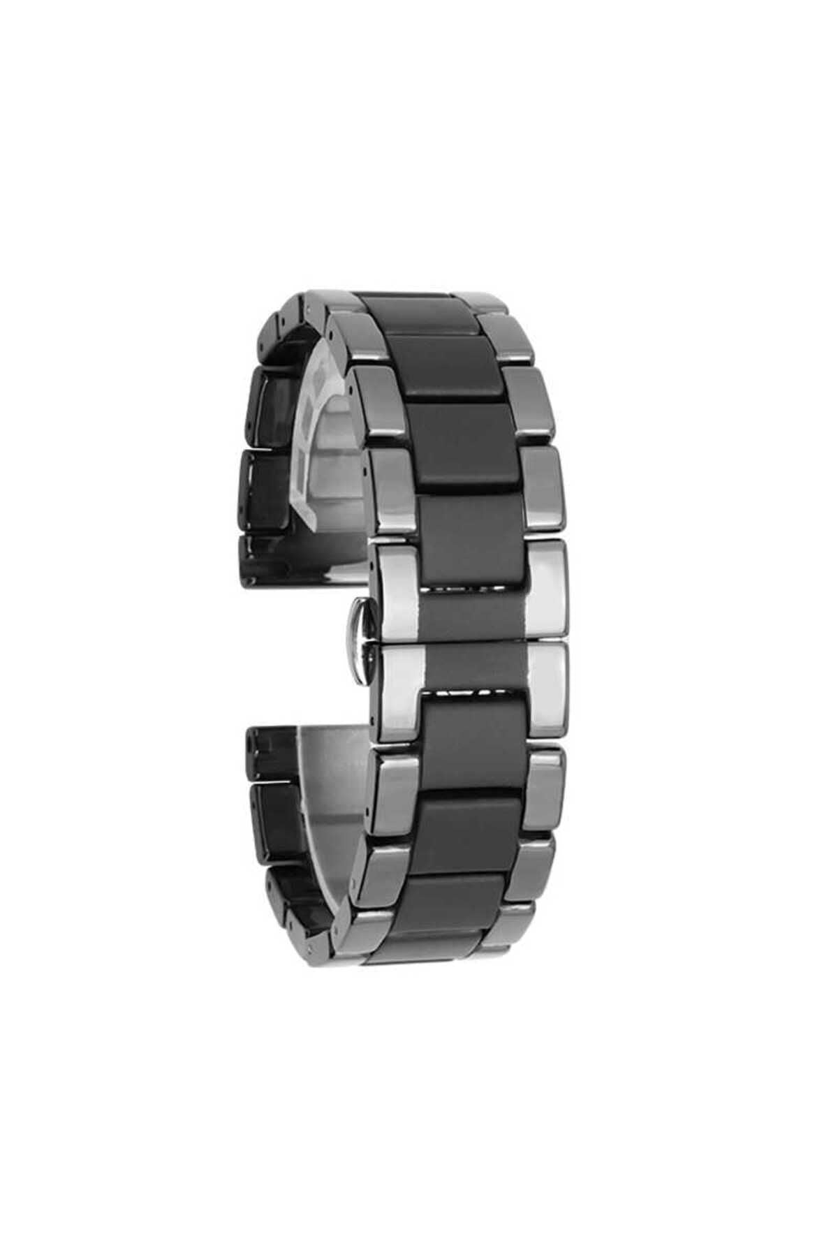 Galaxy Watch 46mm (22mm) Mat Seramik Metal Zore Kordon-Siyah
