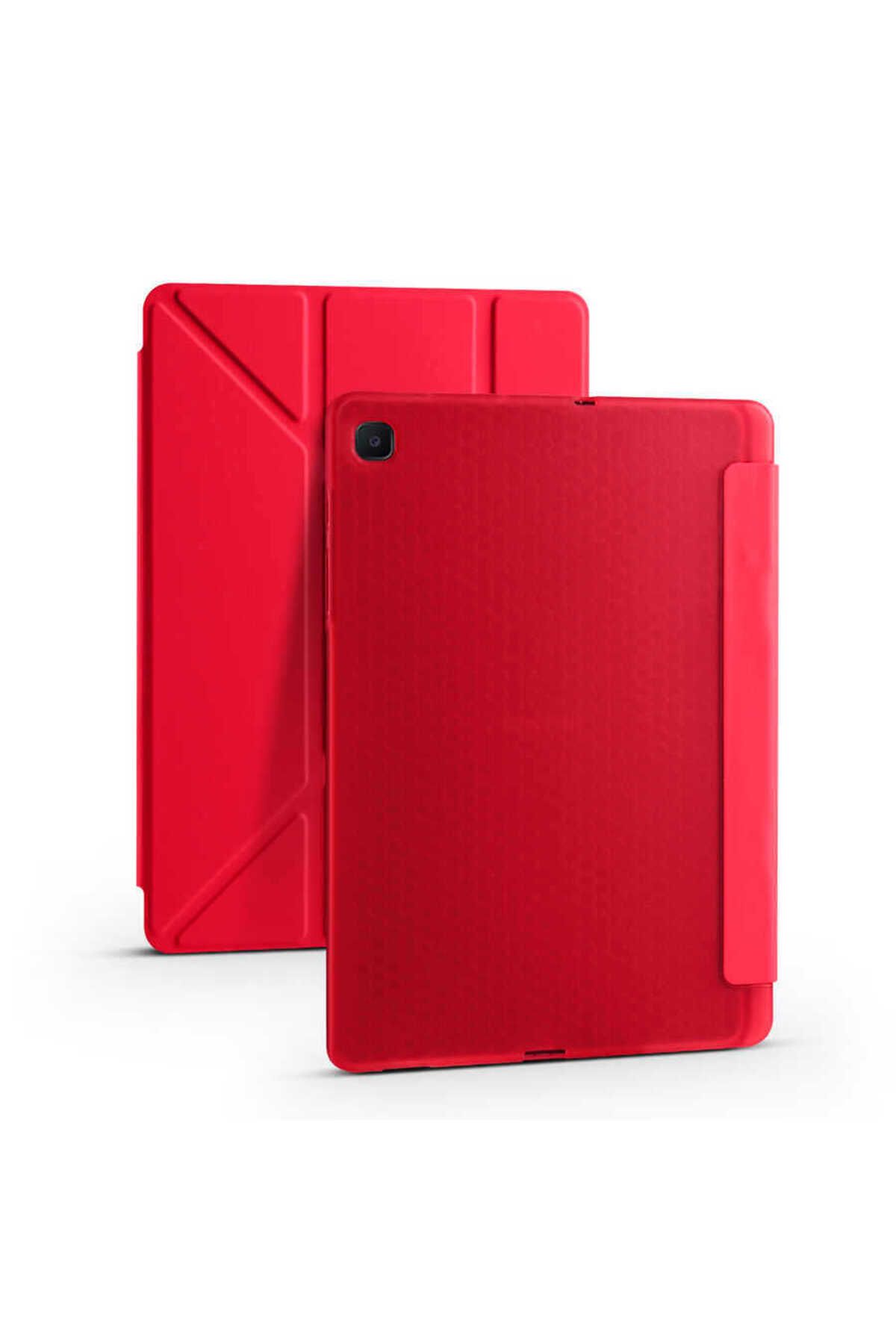 Galaxy Tab S6 Lite P610 Kılıf  Uyumlu Zore Tri Folding Kalem Bölmeli Standlı Kılıf-Açık Yeşil