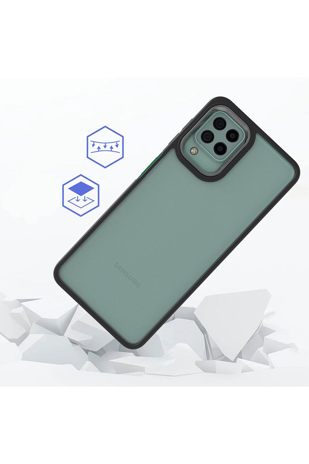 Galaxy A22 4G Kılıf Zore Flora Kapak - Siyah