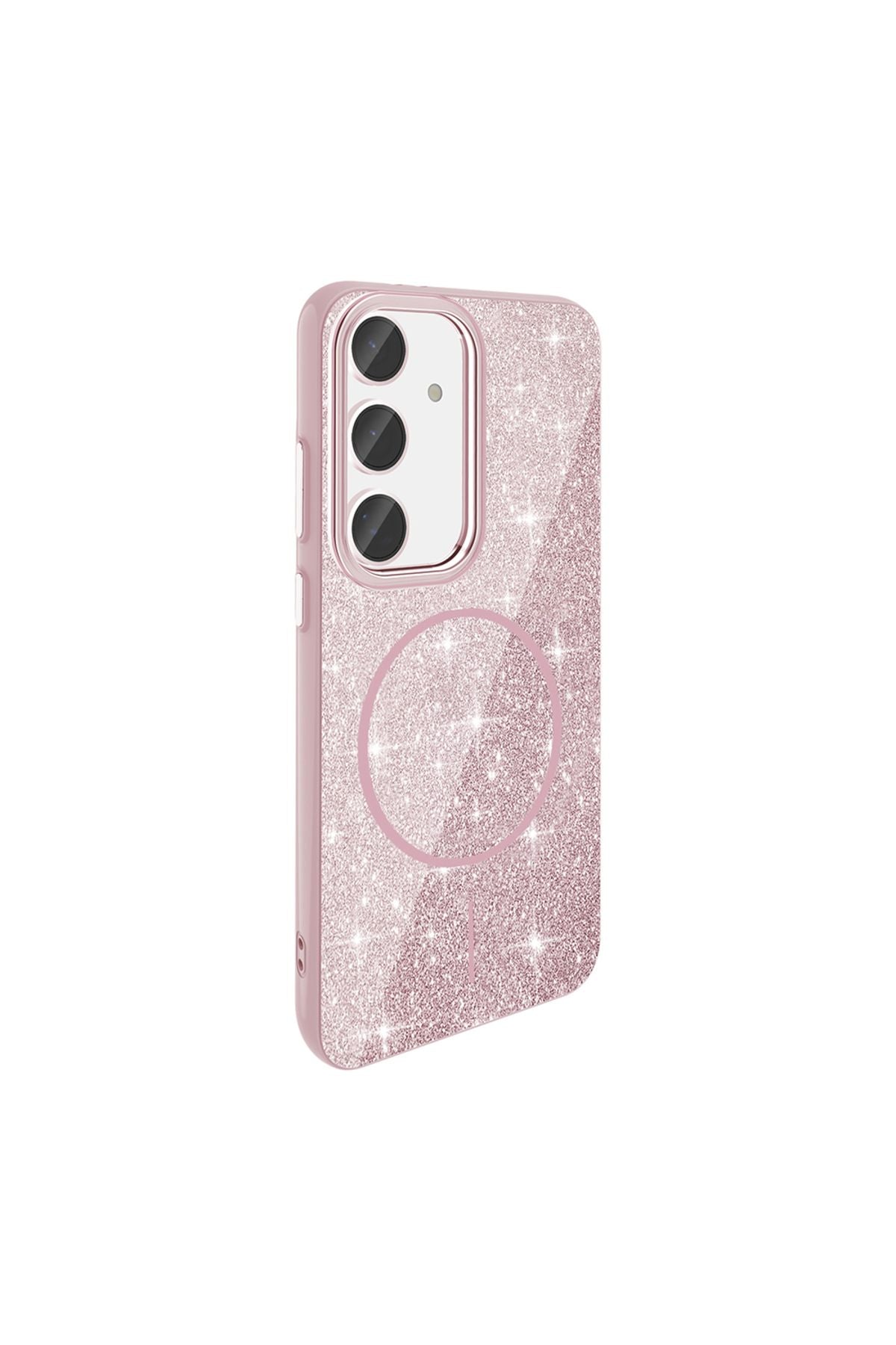 Galaxy S24 FE Kılıf Magsafe Şarj Özellikli Parlayan Simli Zore Okso Kapak - Siyah