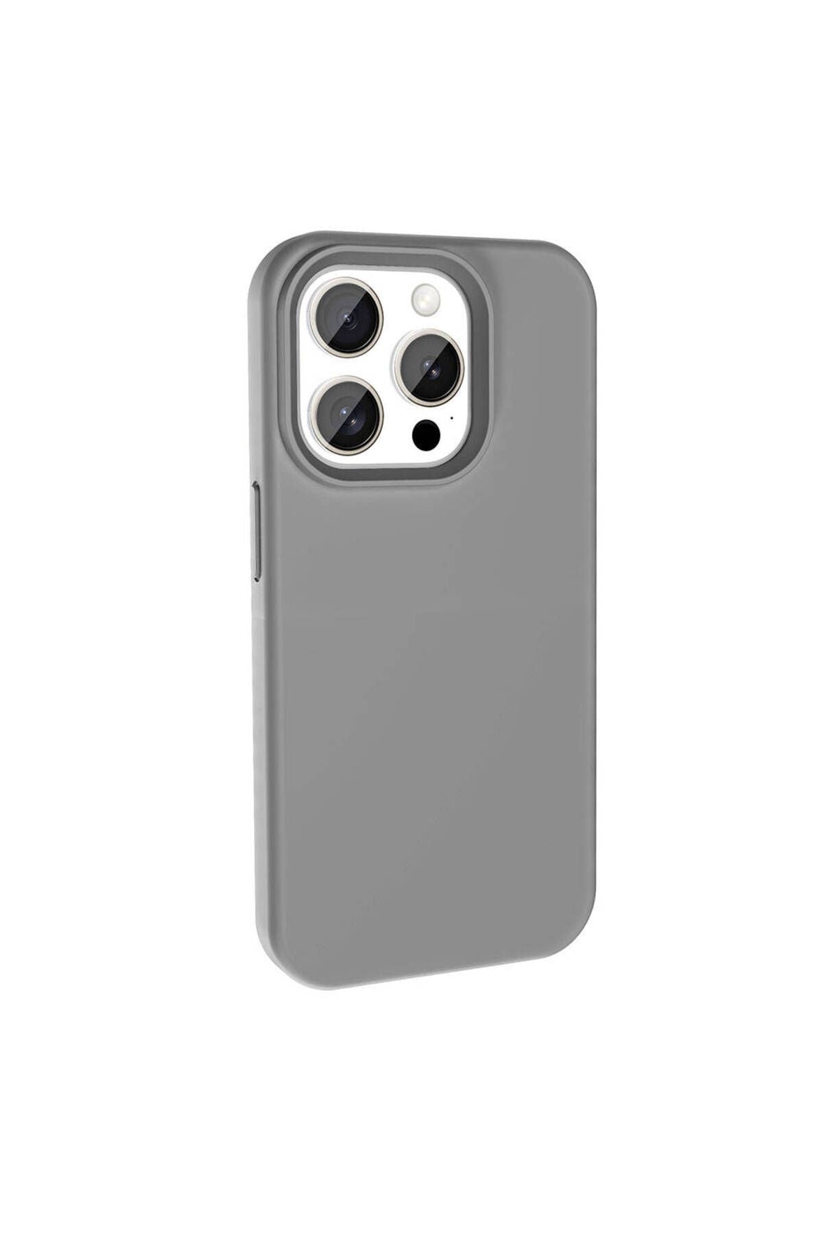 iPhone 15 Pro Kılıf Magsafe Şarj Özellikli Sıvı Teknolojili Silinebilir Sert Zore Kivi Kapak-Koyu Gr