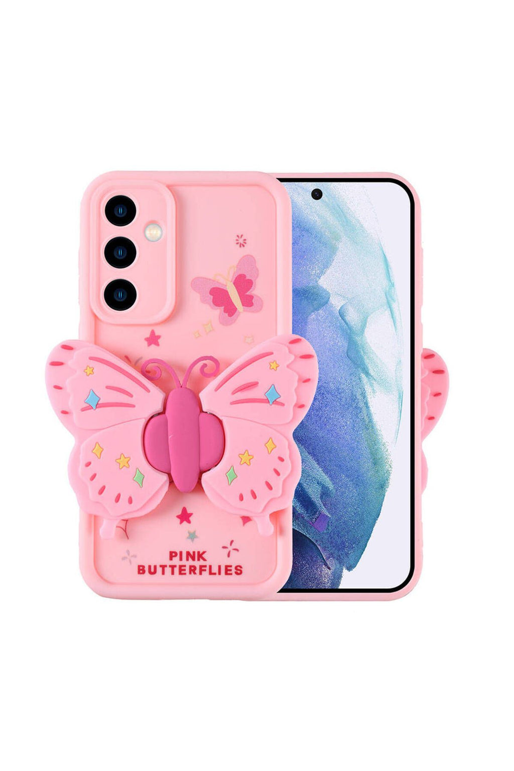 Galaxy A55 Kılıf Kamera Korumalı Figür Tasarımlı Zore Kapya Kapak - Pembe Açık