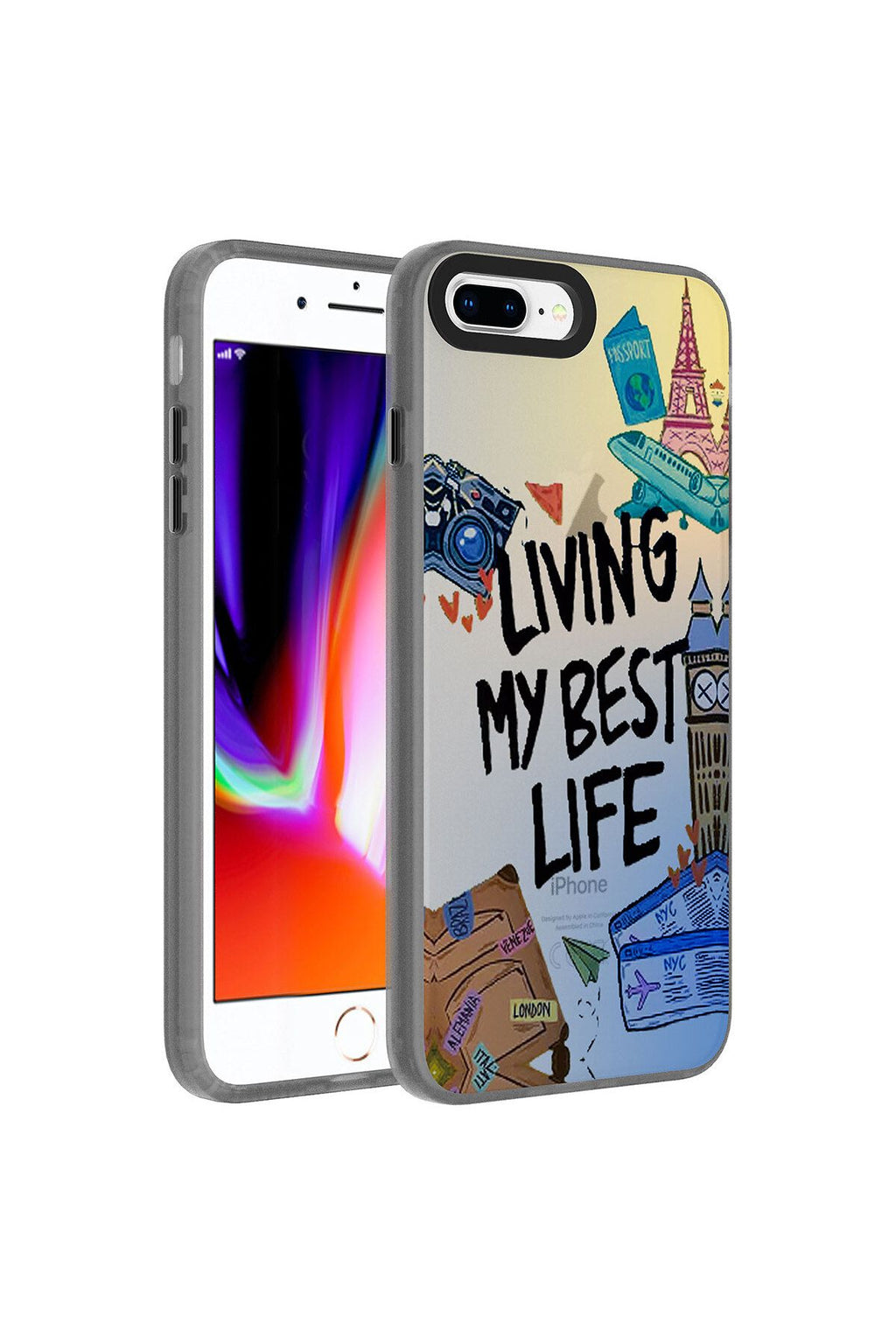 iPhone 8 Plus Kılıf Desenli Zore Dragon Sert Kapak - Seyahat