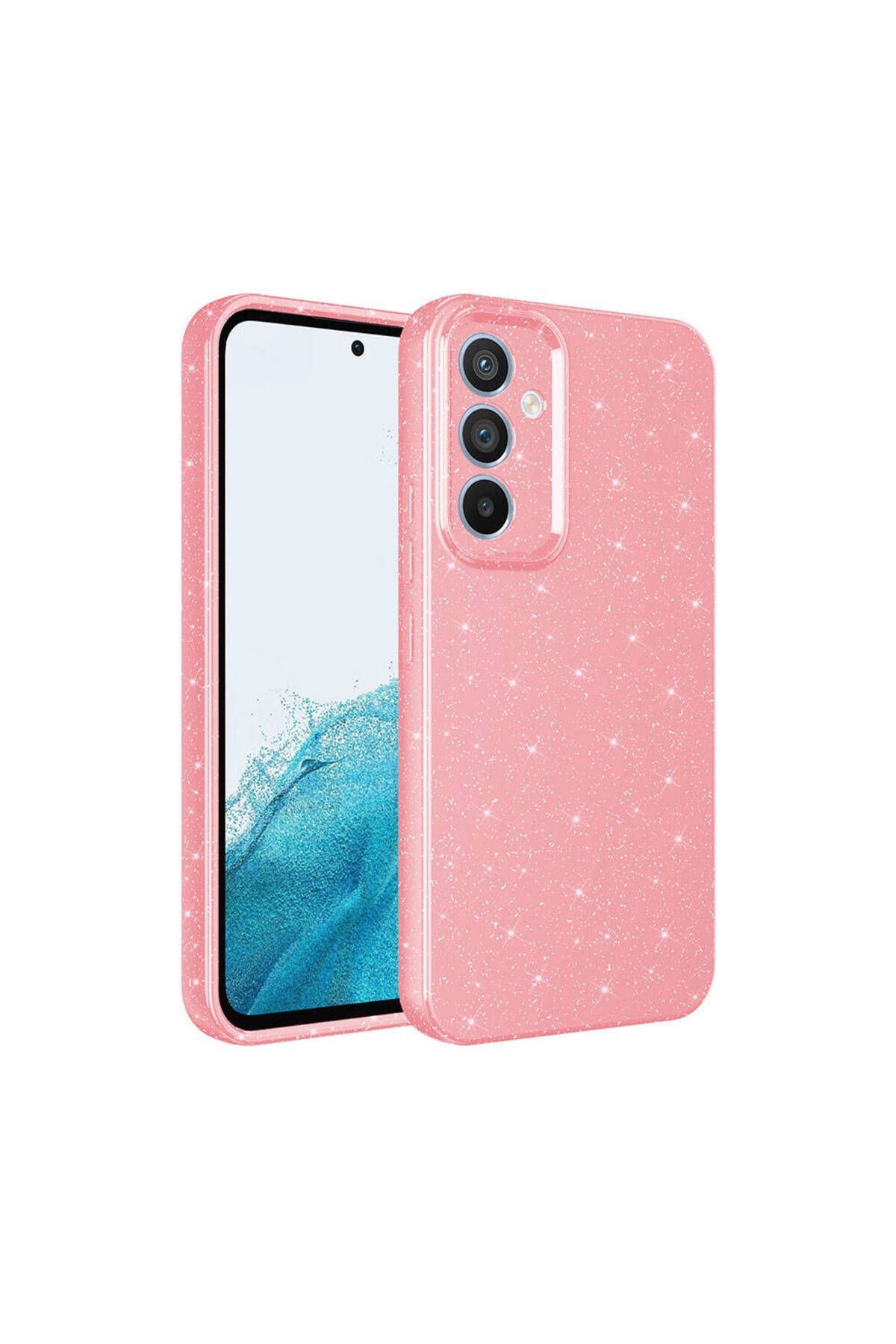 Galaxy S24 Plus Kılıf Kamera Korumalı Simli Lüks Zore Koton Kapak - Pembe